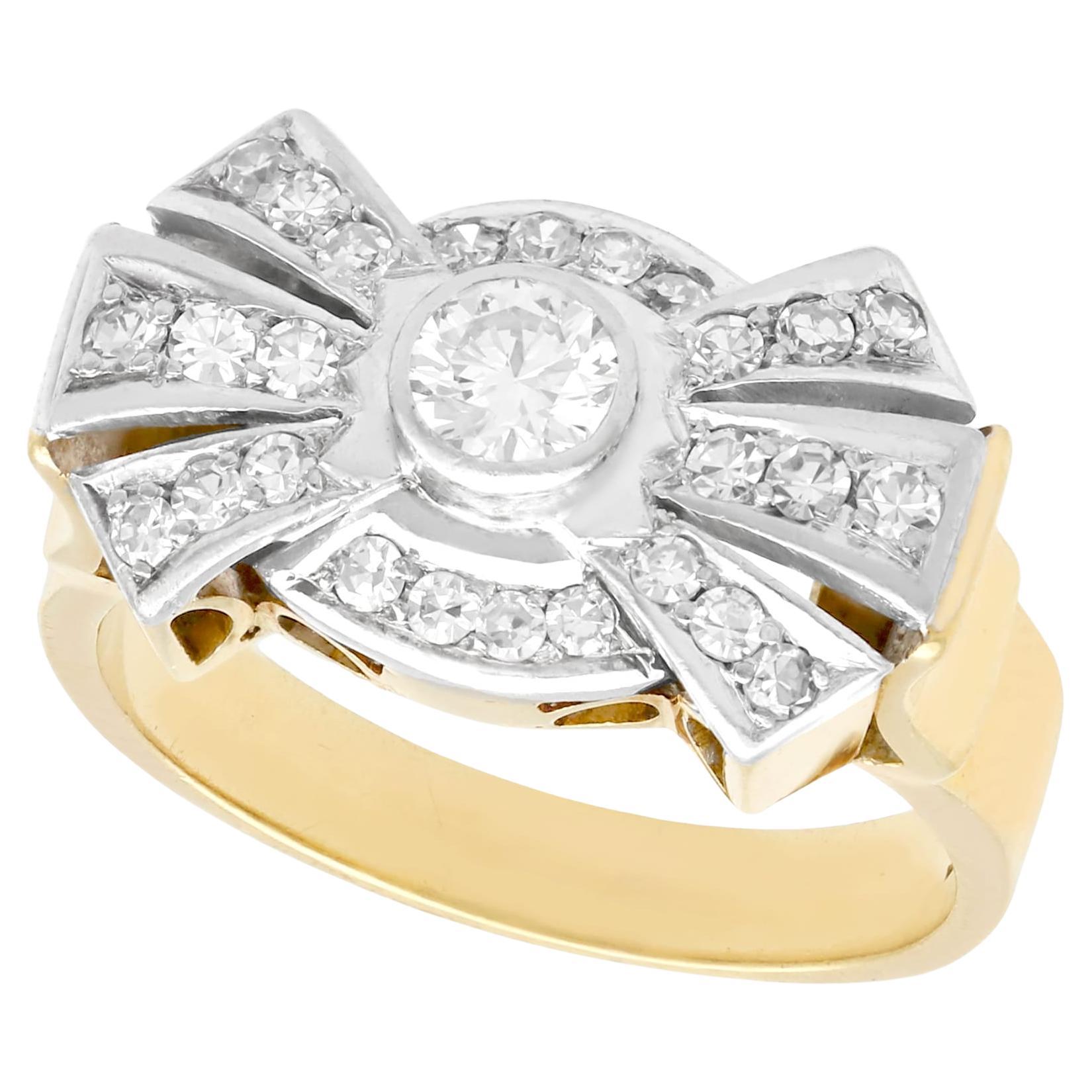 1950s Diamond and Yellow Gold Platinum Set Cocktail Ring