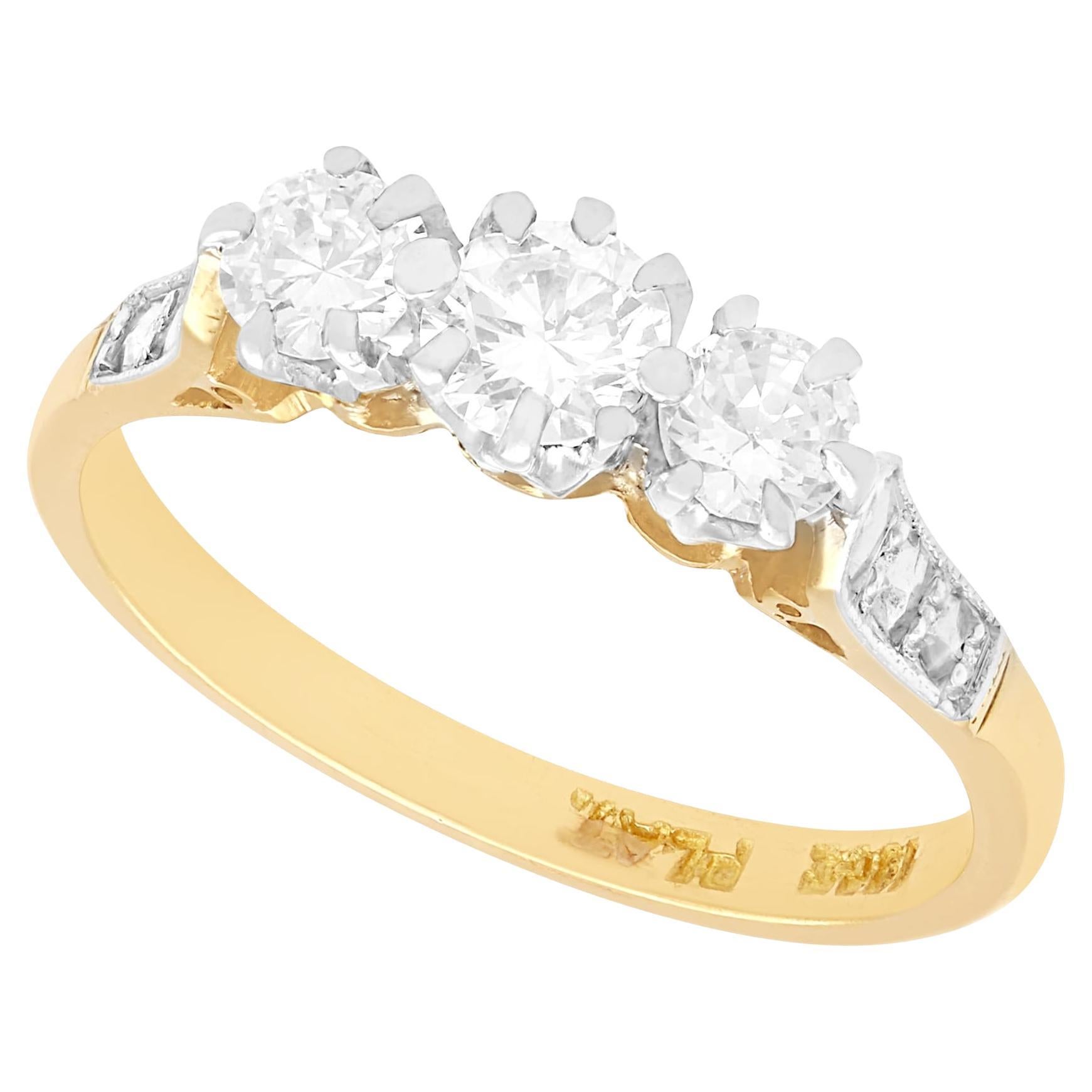 Vintage Diamond and Yellow Gold Trilogy Ring For Sale