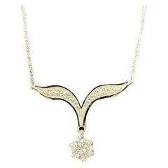 Collana vintage anni '50 con goccia di diamante in oro bianco 14 carati