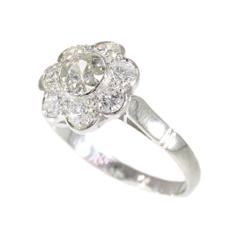 Round Cut 1950s Vintage Diamond Engagement Ring with 1.32 Total Carat Weight For Sale
