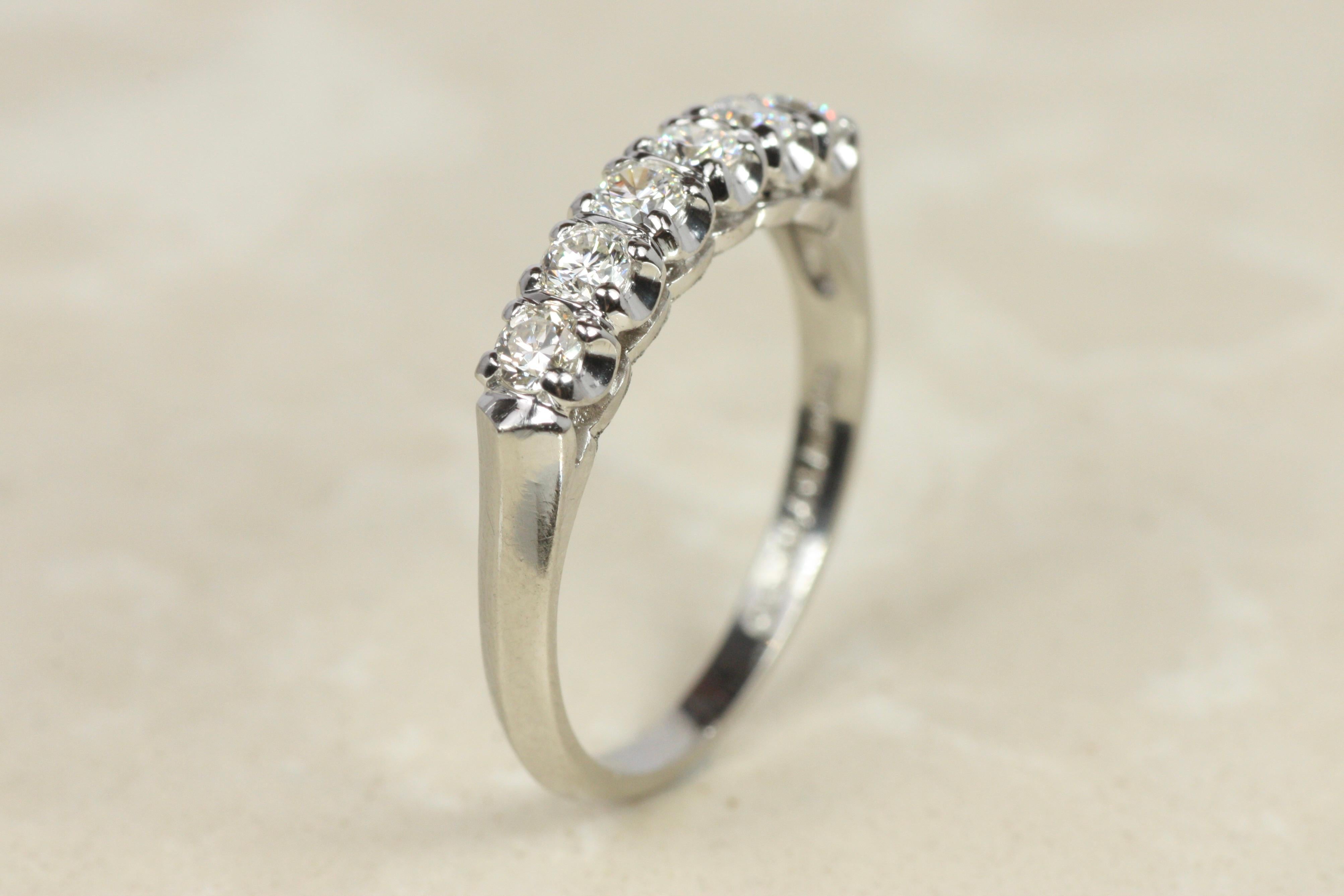 Women's 1950s Vintage Diamond Platinum 3.3mm Wedding Band For Sale
