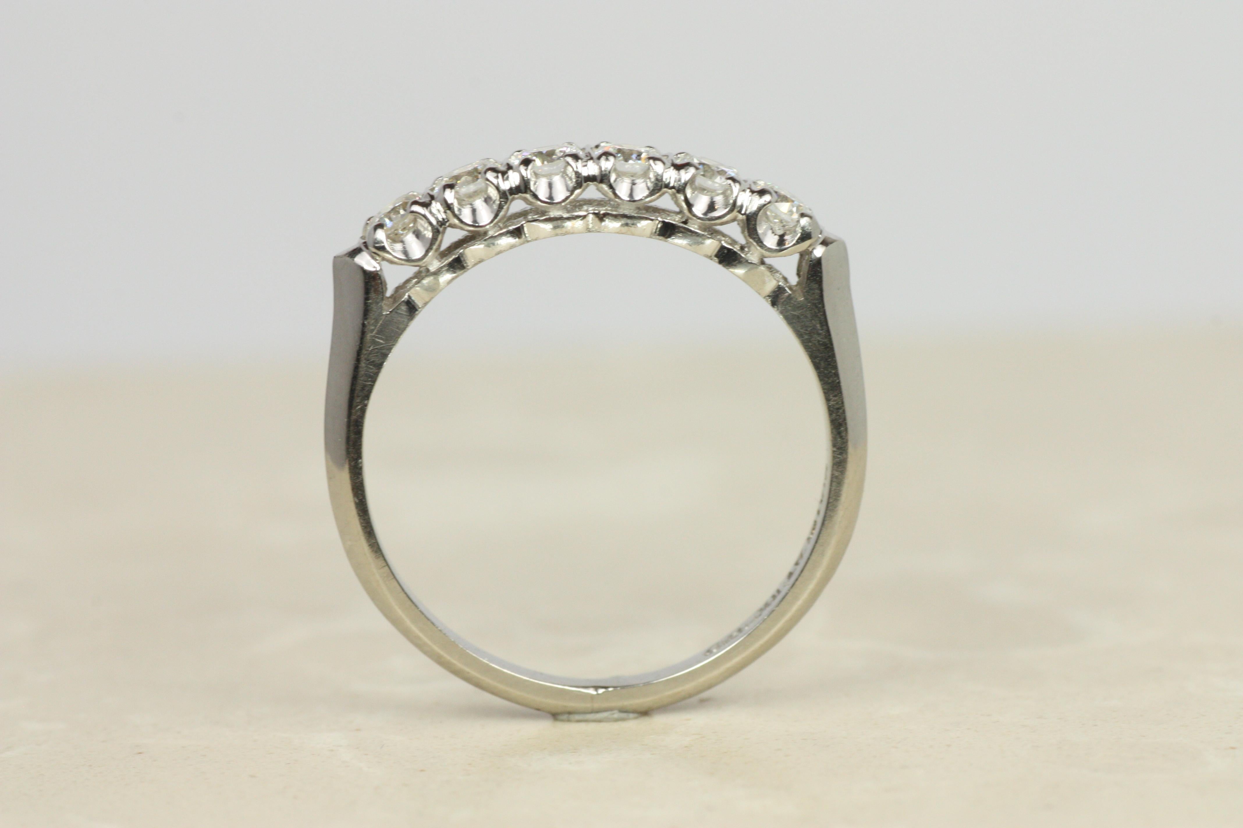 1950s Vintage Diamond Platinum 3.3mm Wedding Band For Sale 1
