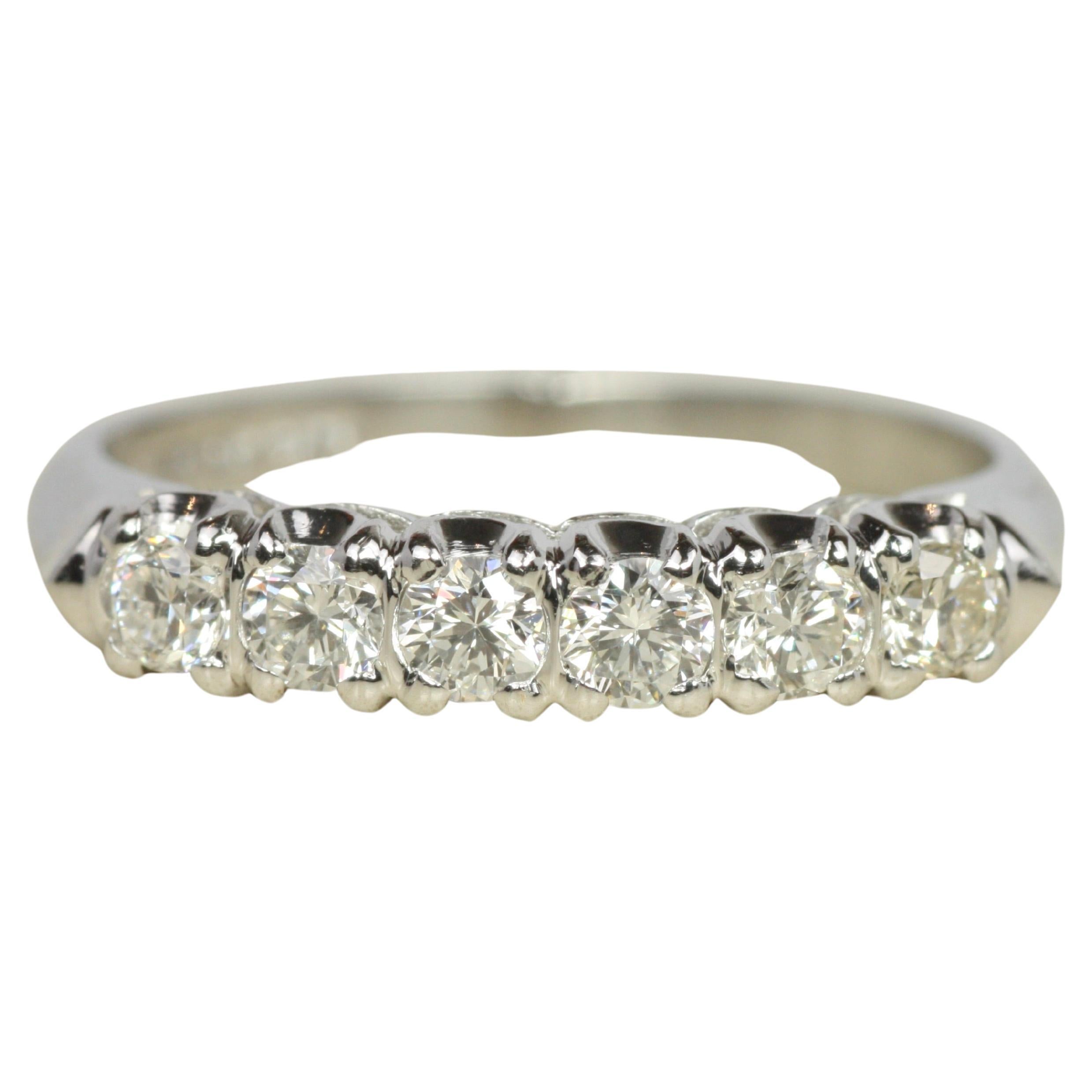 1950s Vintage Diamond Platinum 3.3mm Wedding Band