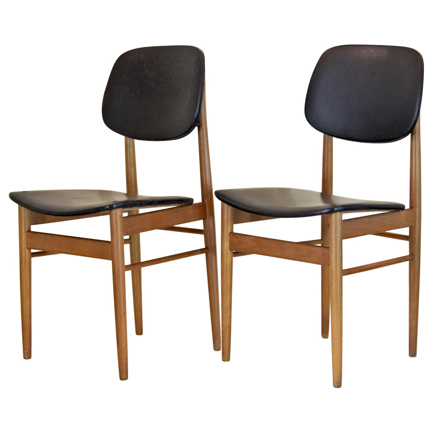 1950s Vintage Faux Leather Dining Chairs by Anonima Castelli, Set of Two
