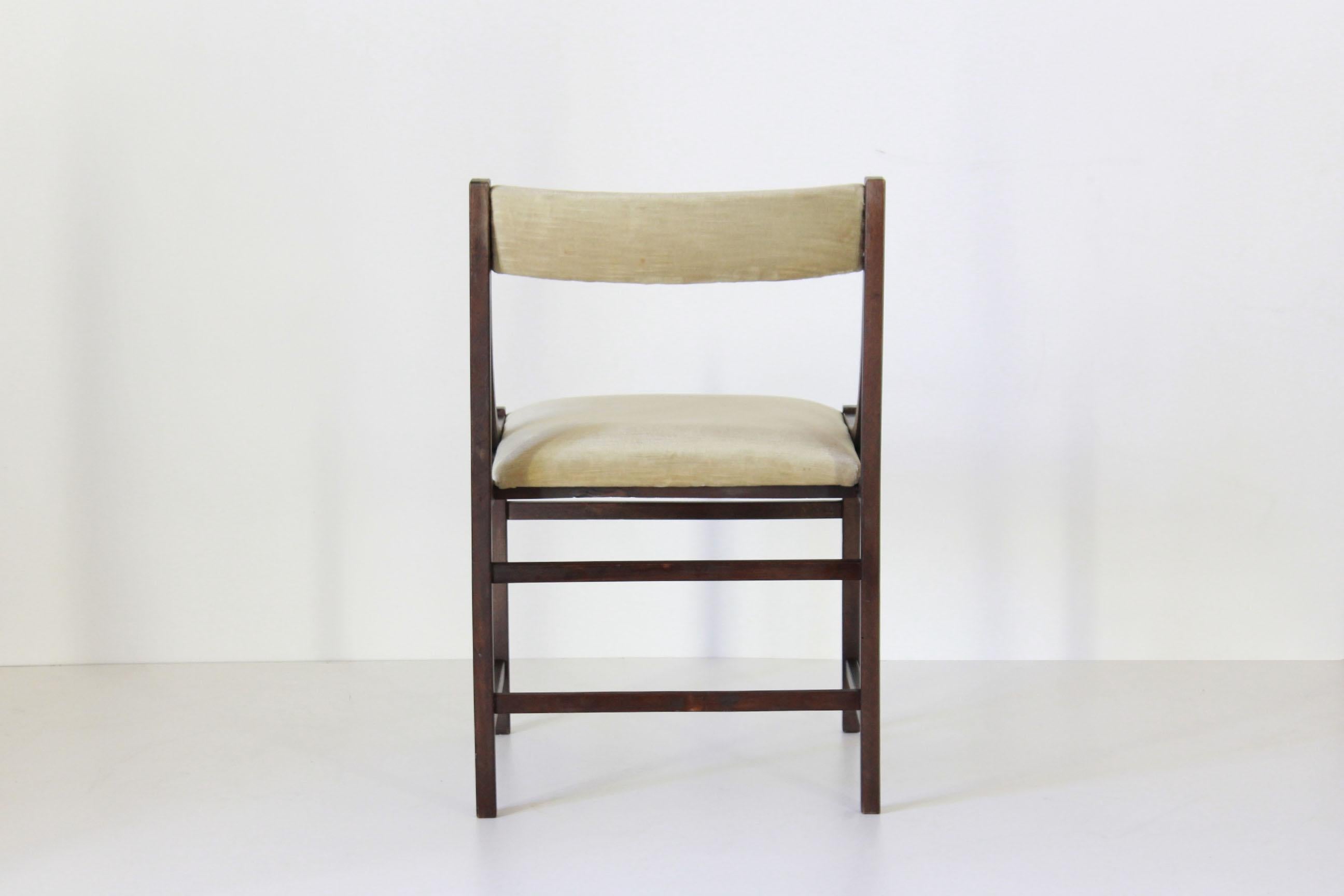 Mid-20th Century 1950s Vintage Teak Dining Chairs with Grey Velvet Seats