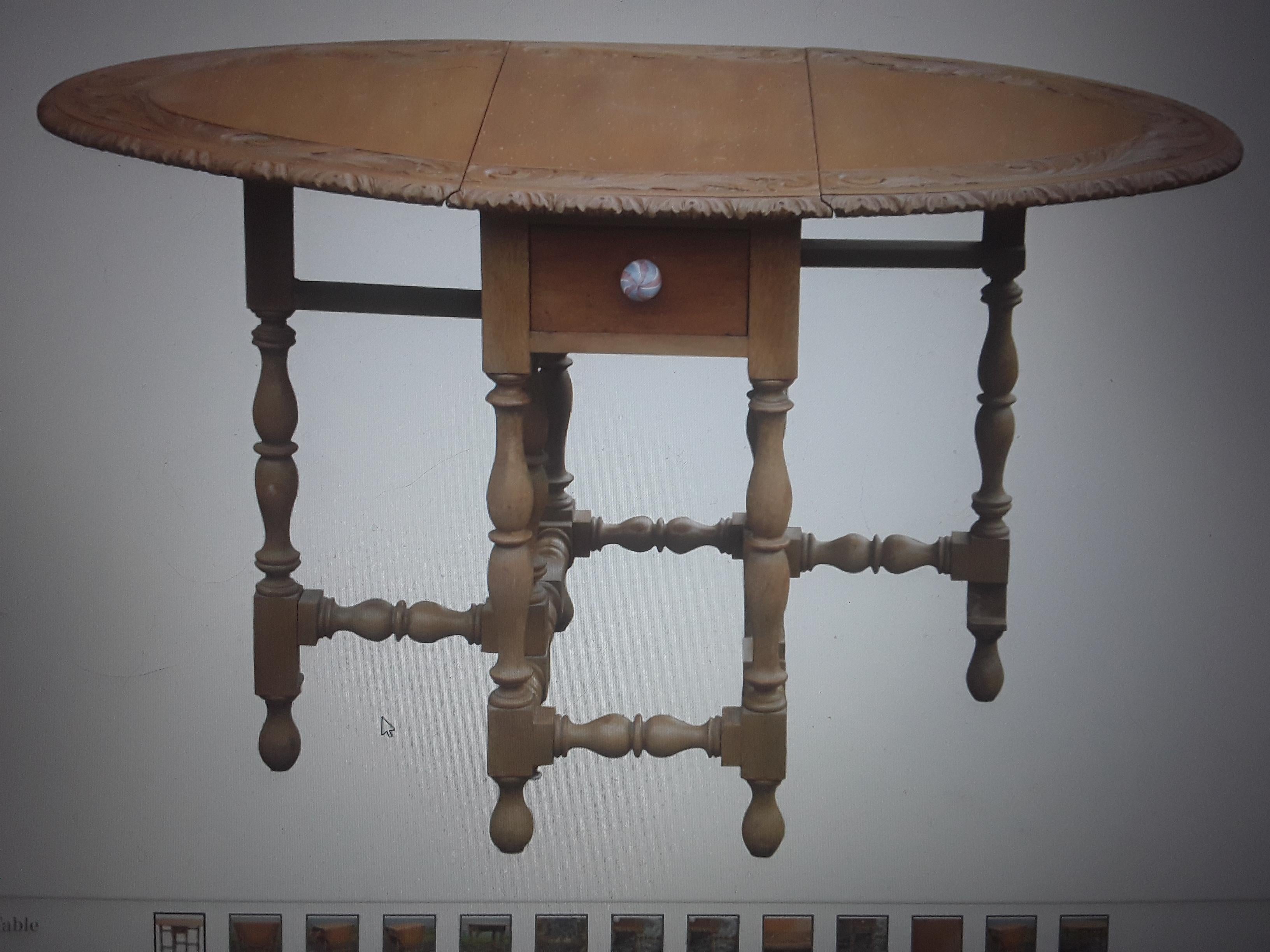 1950's Vintage Drop-Side Masterfully Carved Dining Table For Sale 6