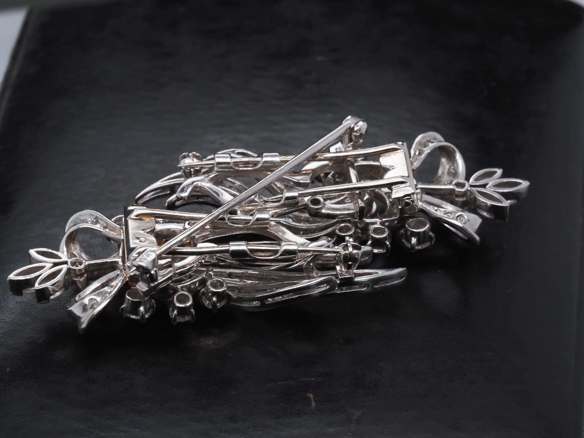 Contemporary 1950s Vintage Dual Platinum Clips with Attachment For Sale