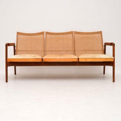 1950s Vintage Dutch Afromosia & Cane Sofa by P.J Muntendam