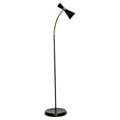 1950's Vintage Ebonised Brass Floor Lamp