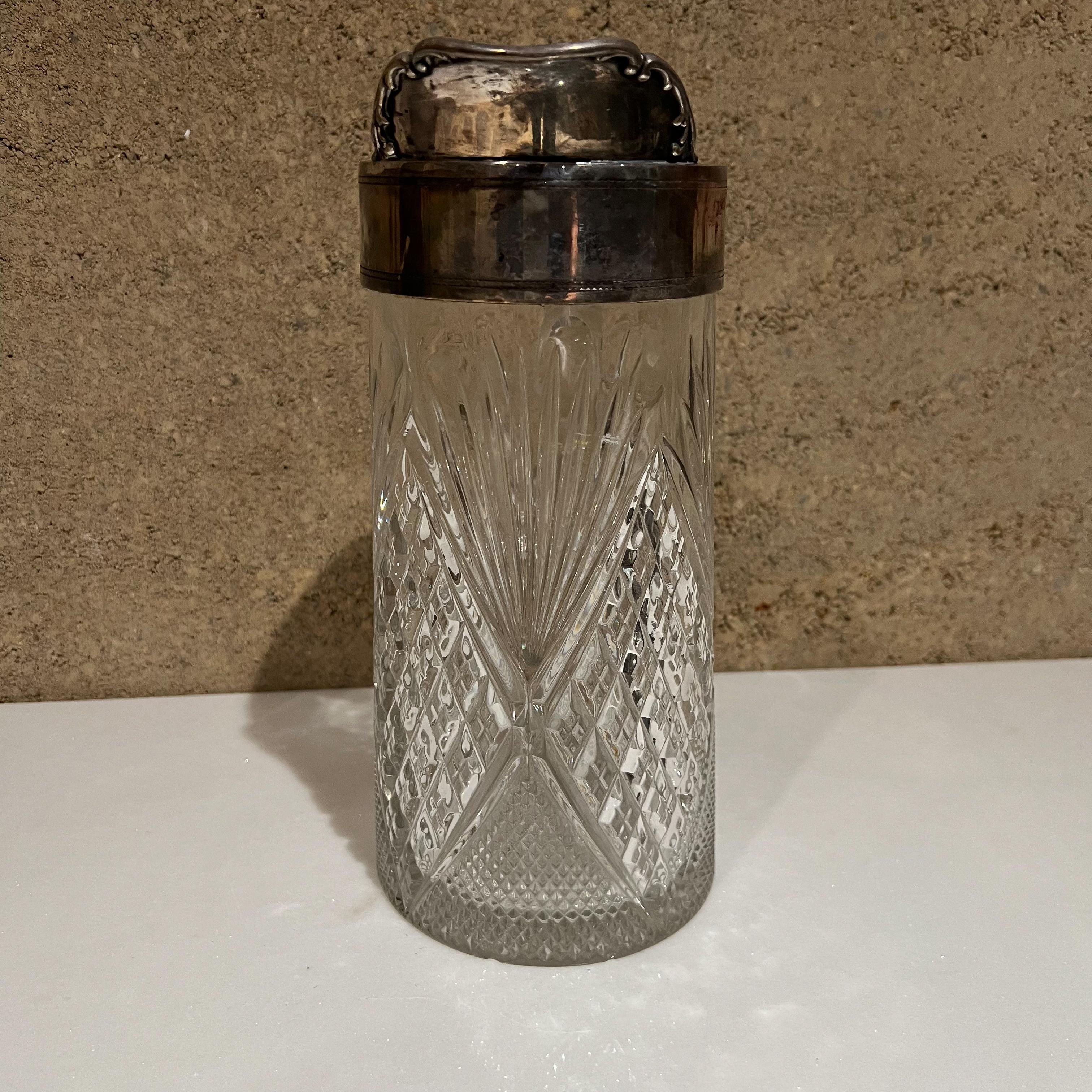 1950s Vintage Elegance Fancy Service Pitcher Cut Crystal Glass Silver Plated 2