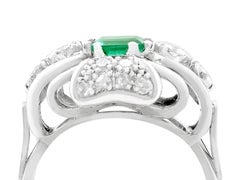 1950s Emerald and Diamond White Gold Cocktail Ring