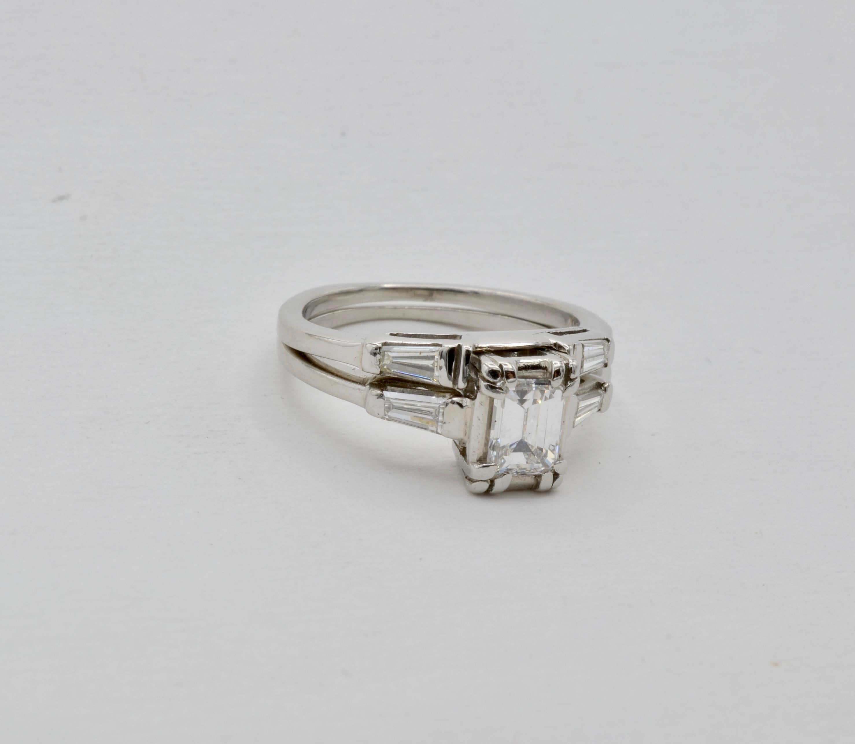 Diamond Emerald Cut Platinum Engagement Ring 1950 6