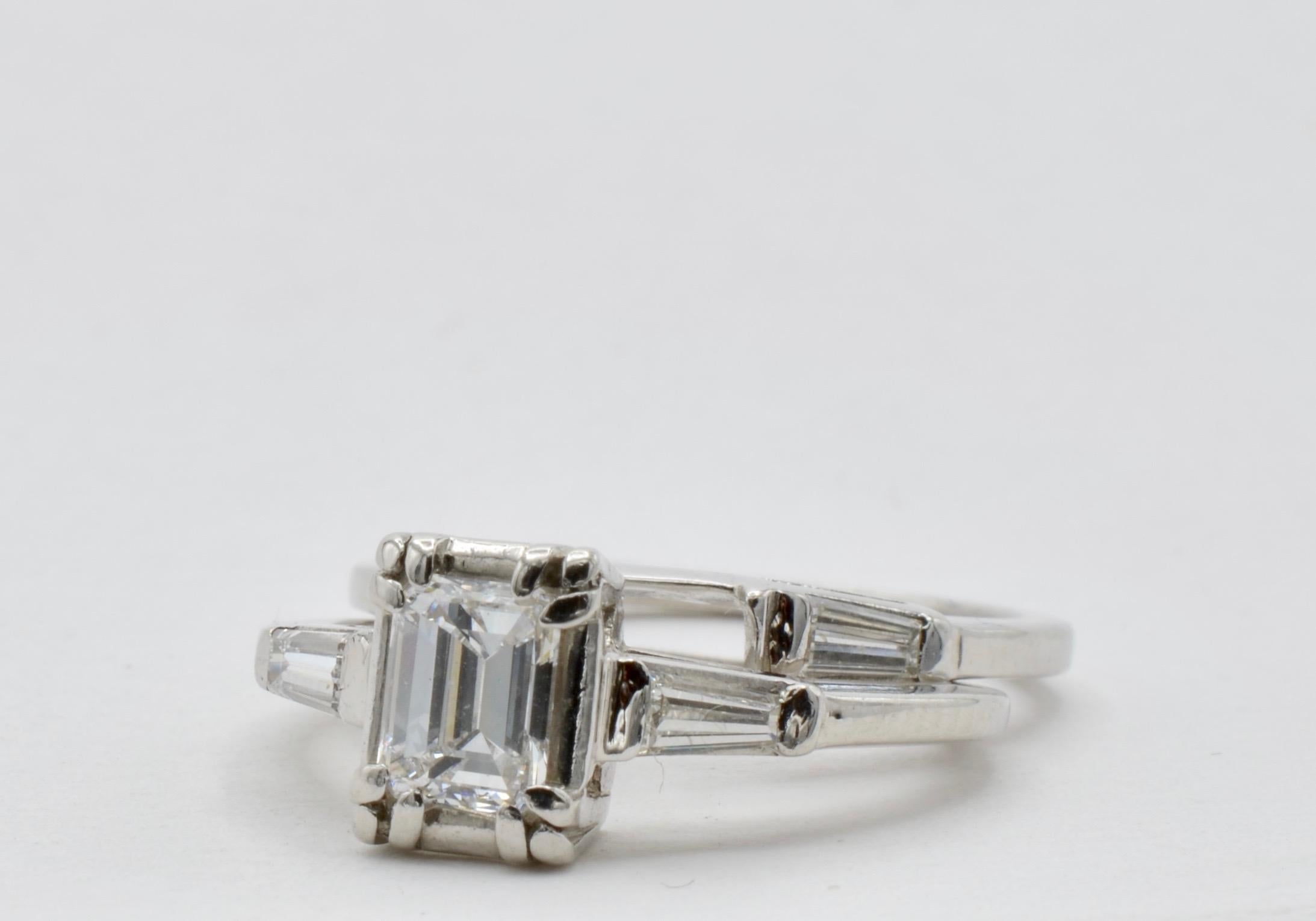 Diamond Emerald Cut Platinum Engagement Ring 1950 7