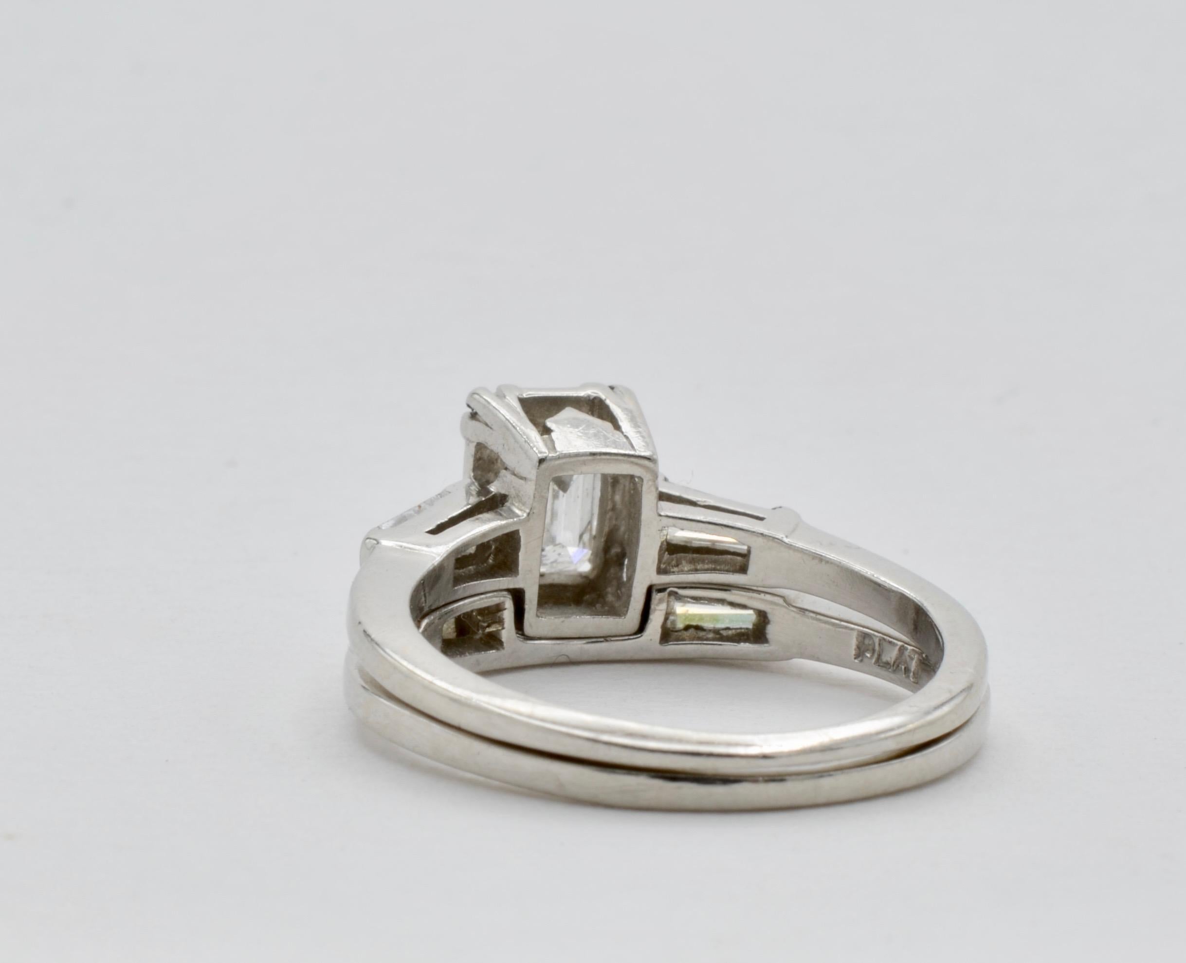 Diamond Emerald Cut Platinum Engagement Ring 1950 8