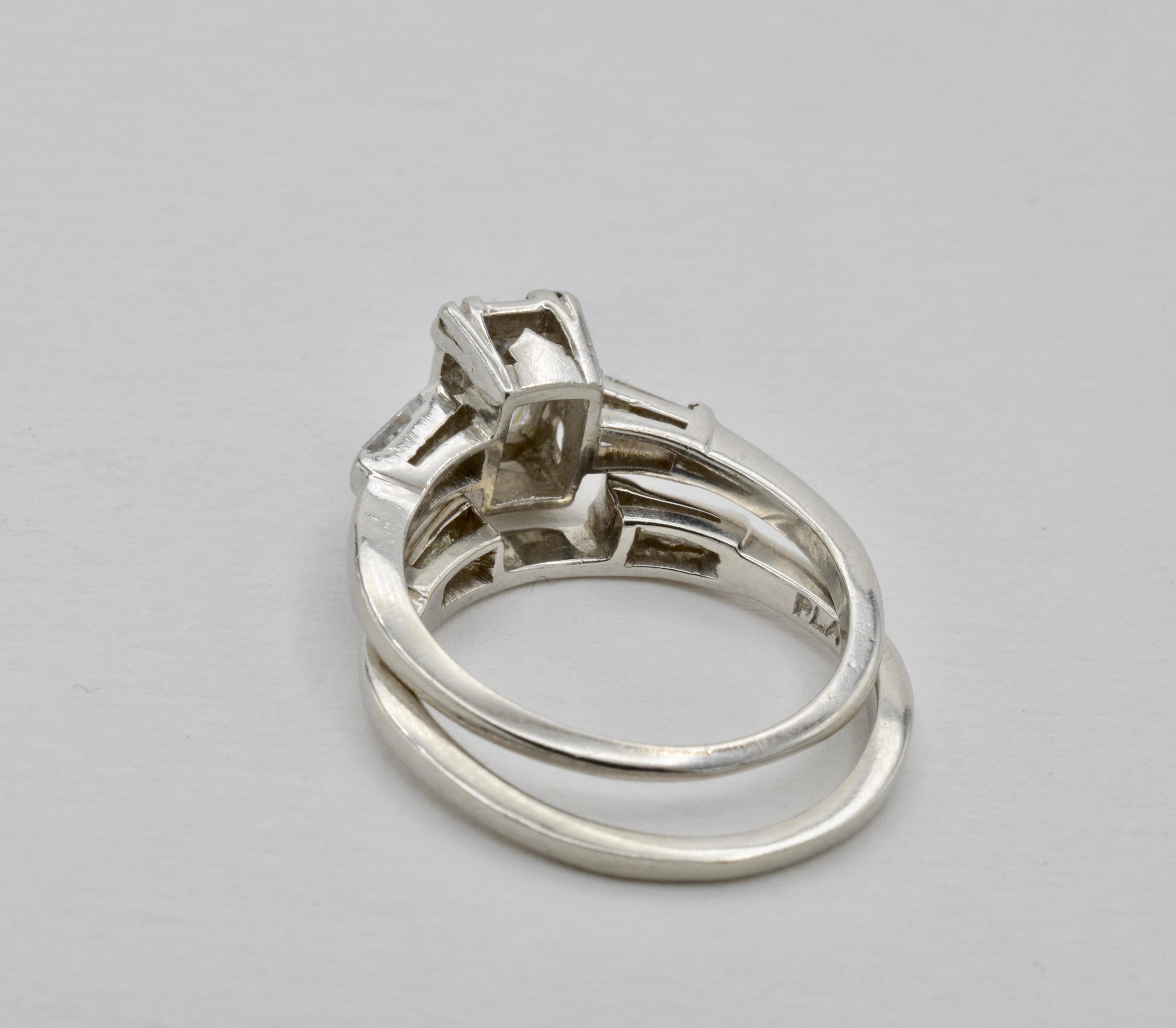 Diamond Emerald Cut Platinum Engagement Ring 1950 9