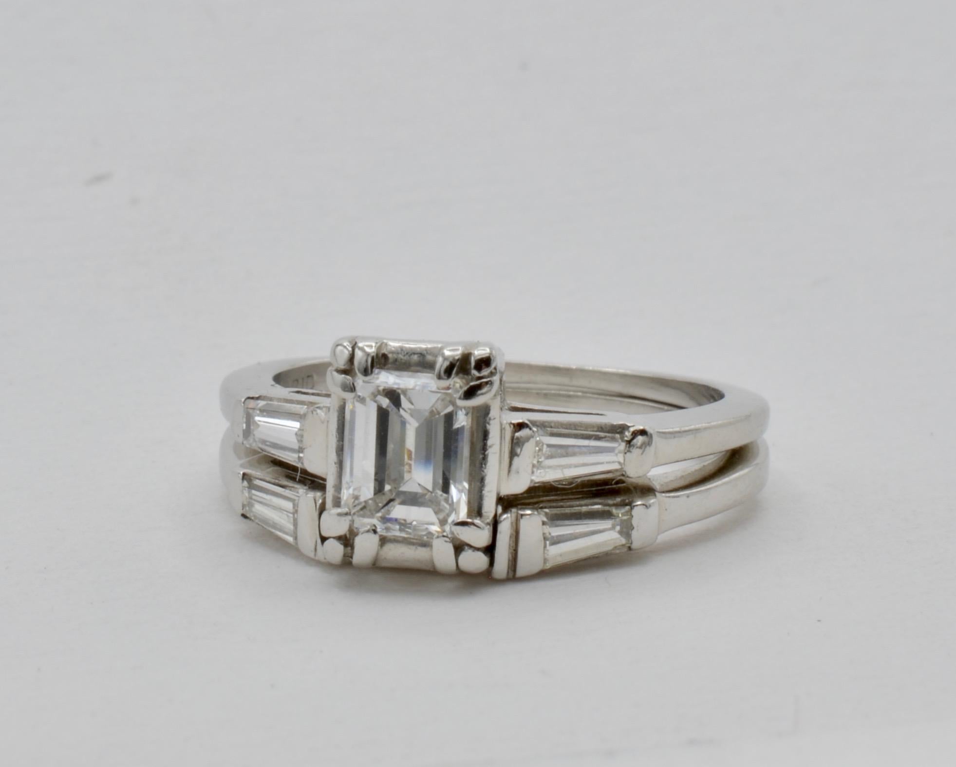 Diamond Emerald Cut Platinum Engagement Ring 1950 2