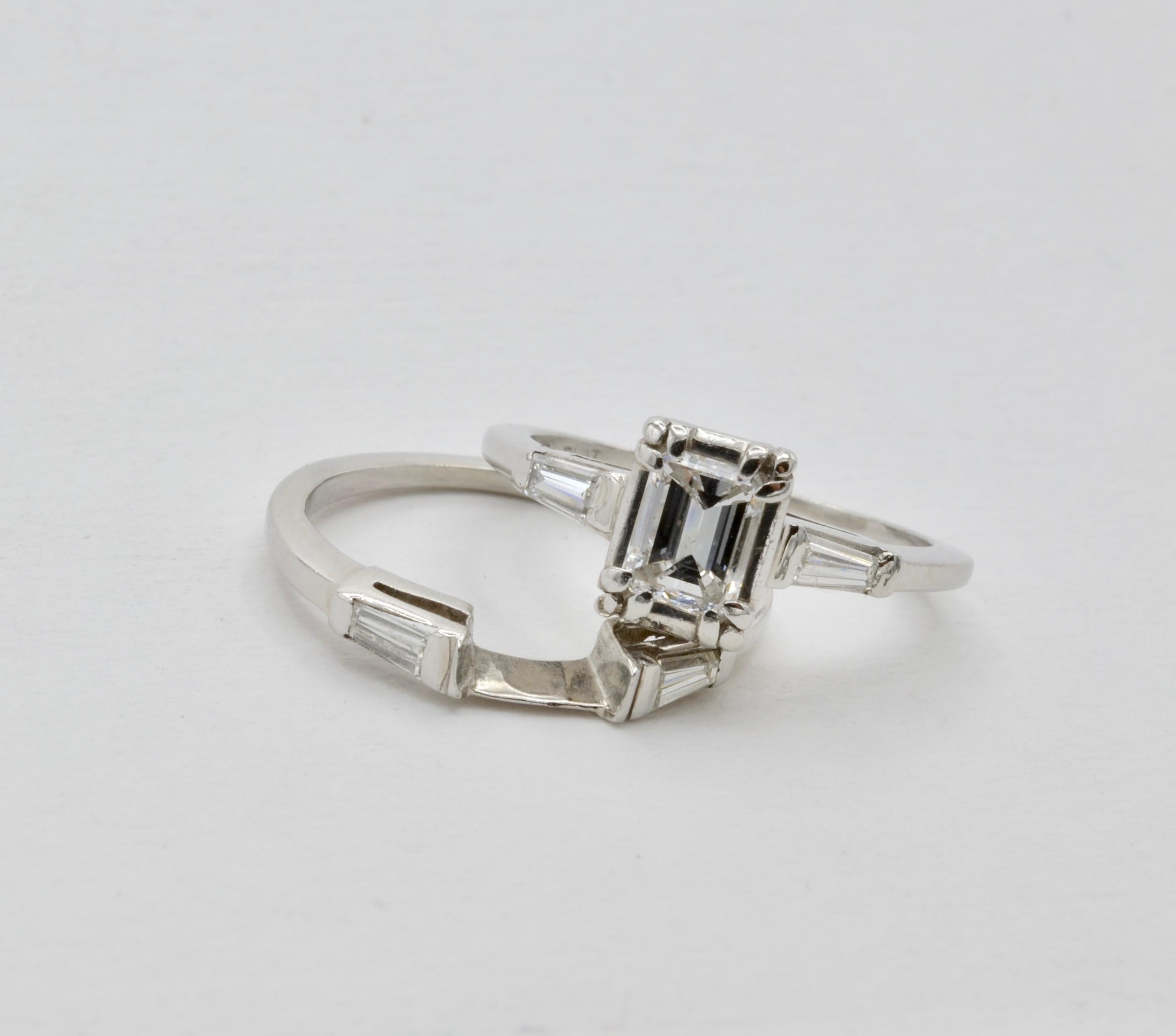 Diamond Emerald Cut Platinum Engagement Ring 1950 3