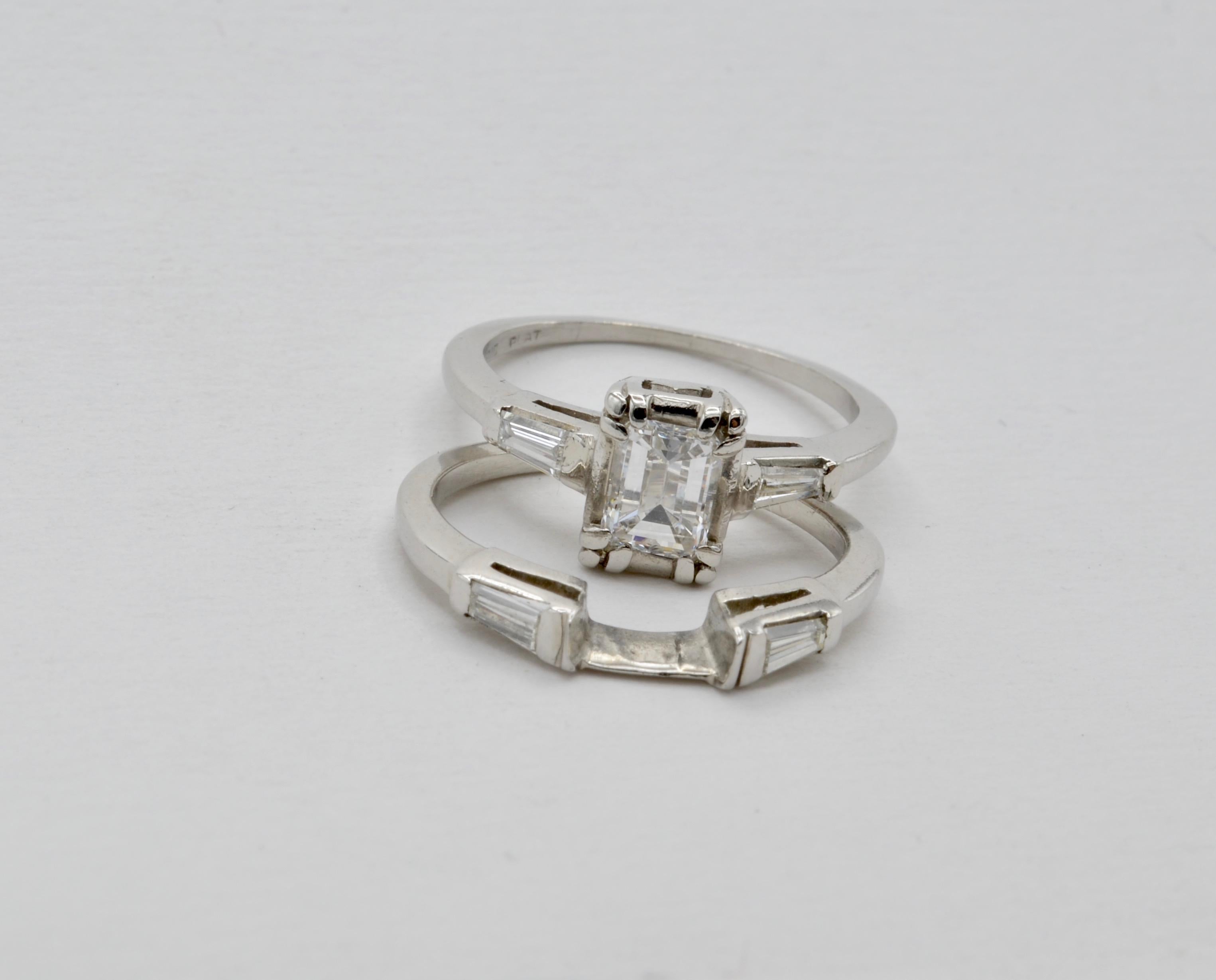Diamond Emerald Cut Platinum Engagement Ring 1950 4