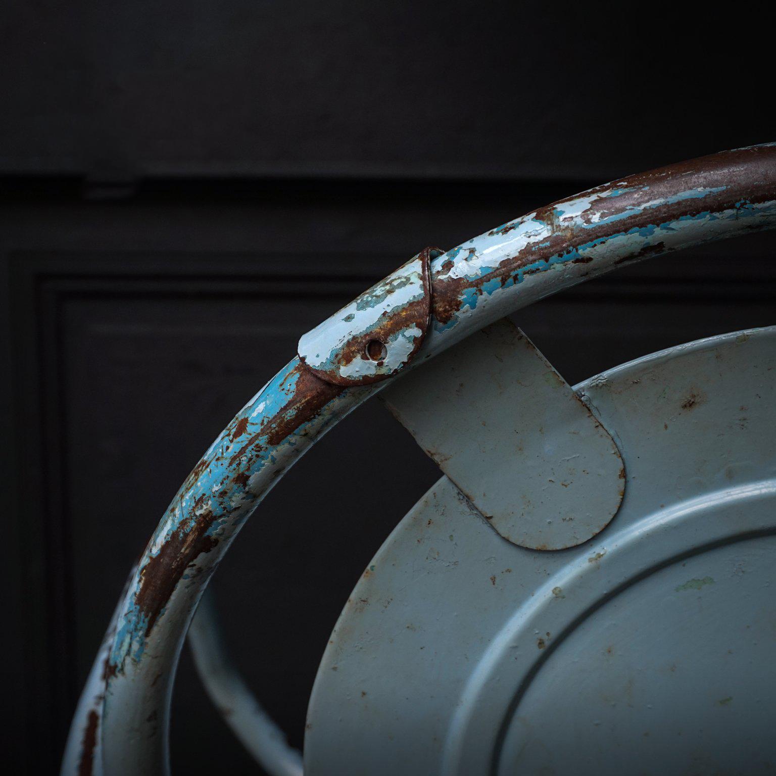 Mid-Century Modern 1950s Vintage English Industrial Blue Stak-a-Bye Tubular Steel Chair by Sebel
