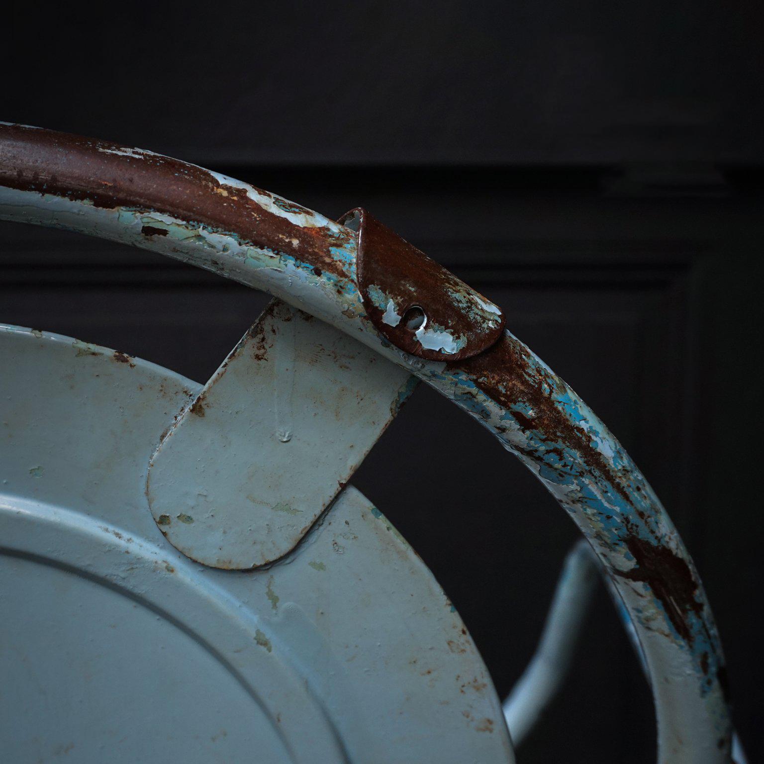 British 1950s Vintage English Industrial Blue Stak-a-Bye Tubular Steel Chair by Sebel