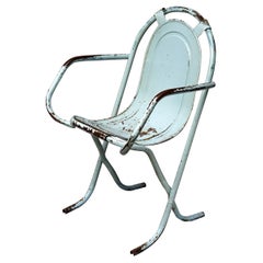 1950s Retro English Industrial Blue Stak-a-Bye Tubular Steel Chair by Sebel