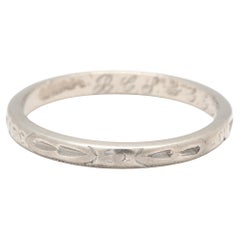 1950er Jahre Vintage gravierter Ehering, Platin, Vintage, Ring Größe 5,75