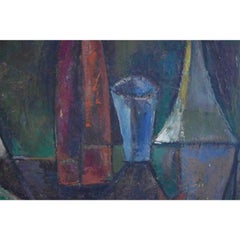 1950s Vintage E.Romano "Fantasy Heads" Oil on Artist Board Painting