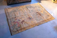 1950s Vintage European Printed Tapestry Hunting Scene