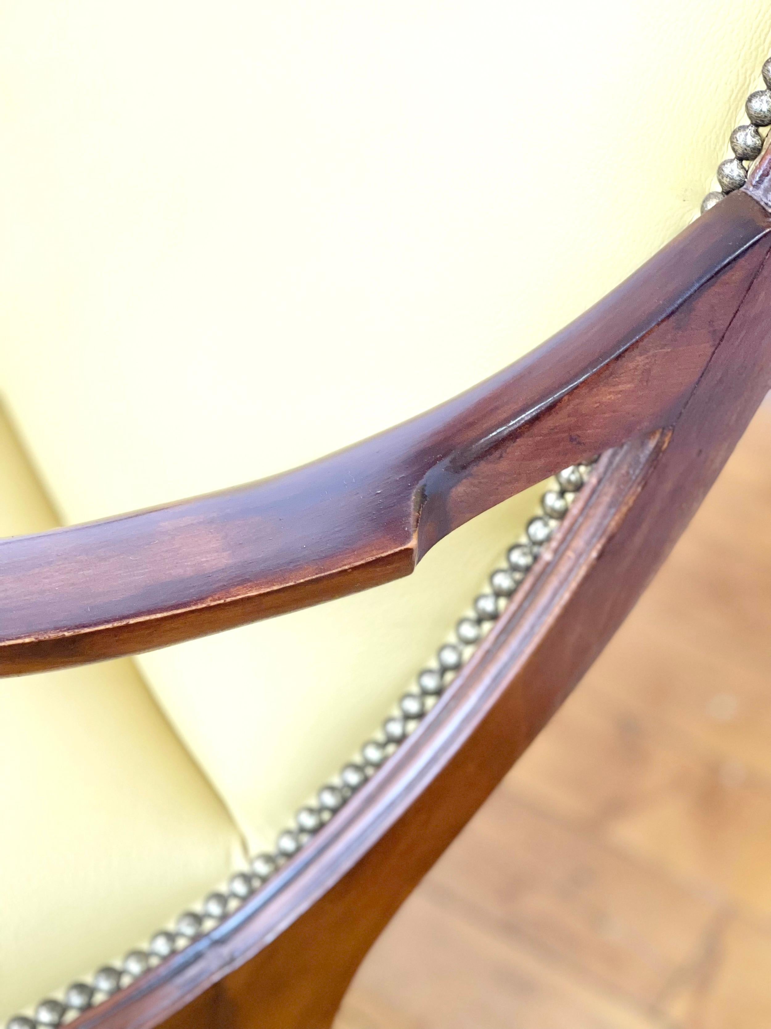 1950 Vintage Ezio Longhi Sillas de salón italianas de madera de caoba y cuero en venta 3
