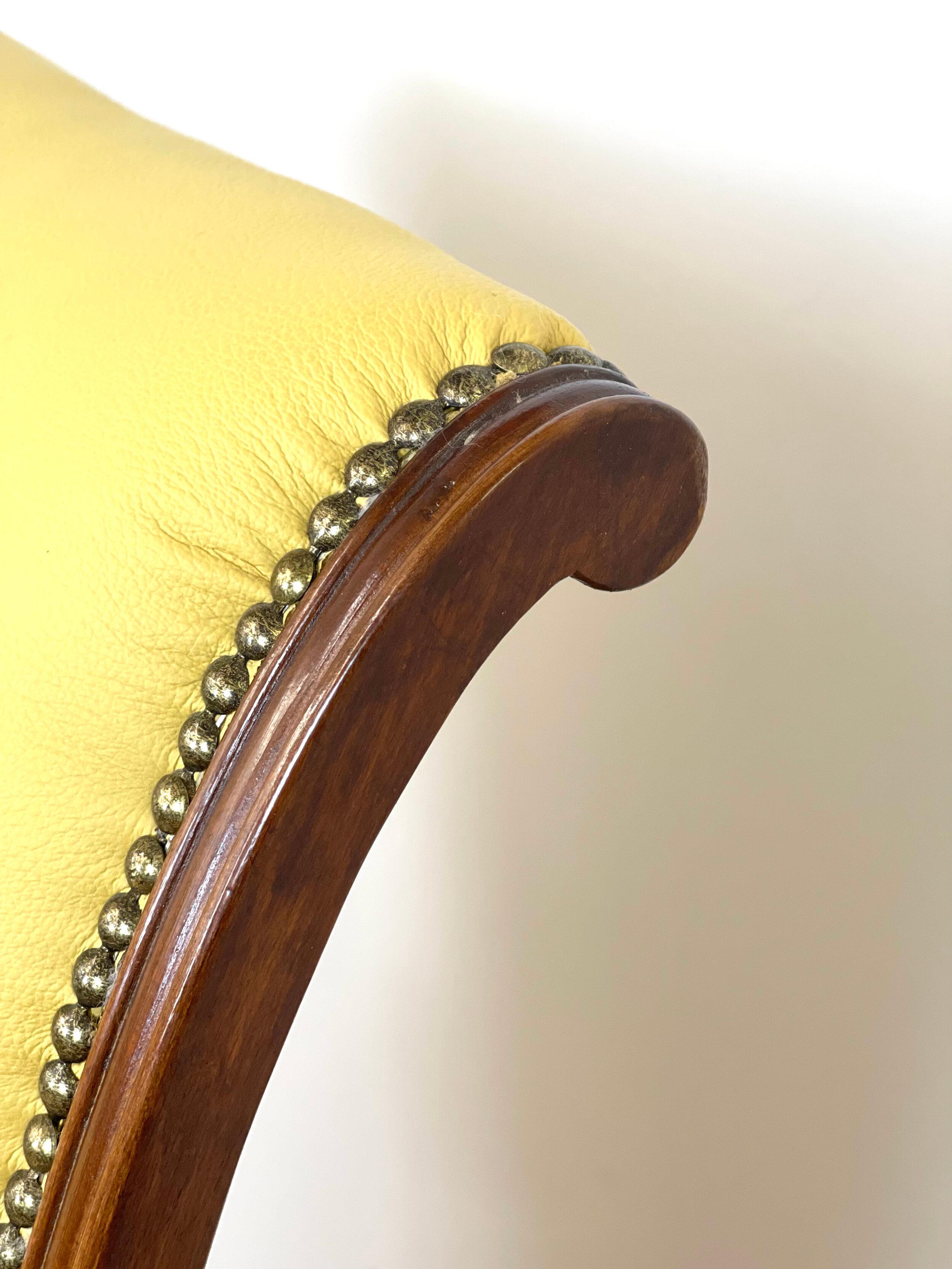 1950 Vintage Ezio Longhi Sillas de salón italianas de madera de caoba y cuero en venta 5