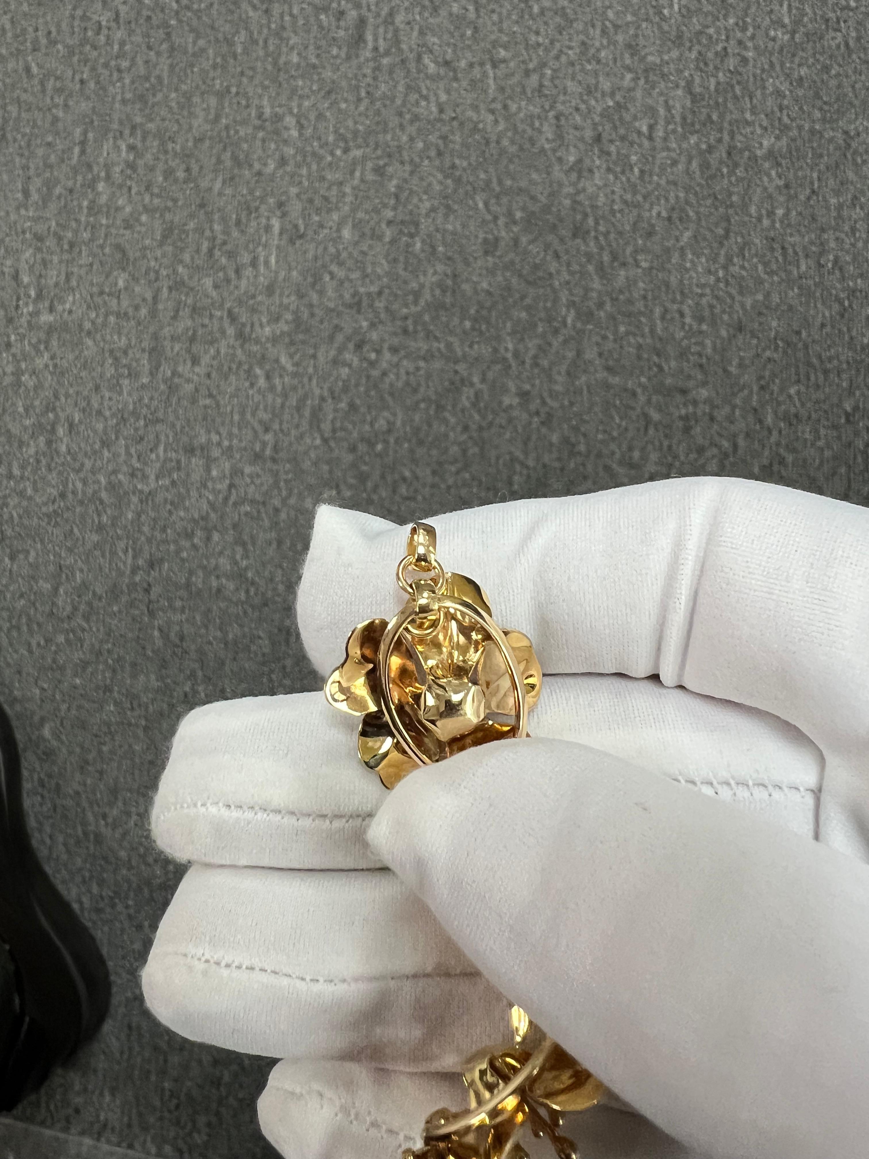 1950er Jahre Vintage Blume und Blatt Gelbgold-Armband im Angebot 5