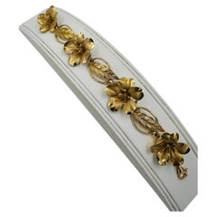 1950er Jahre Vintage Blume und Blatt Gelbgold-Armband