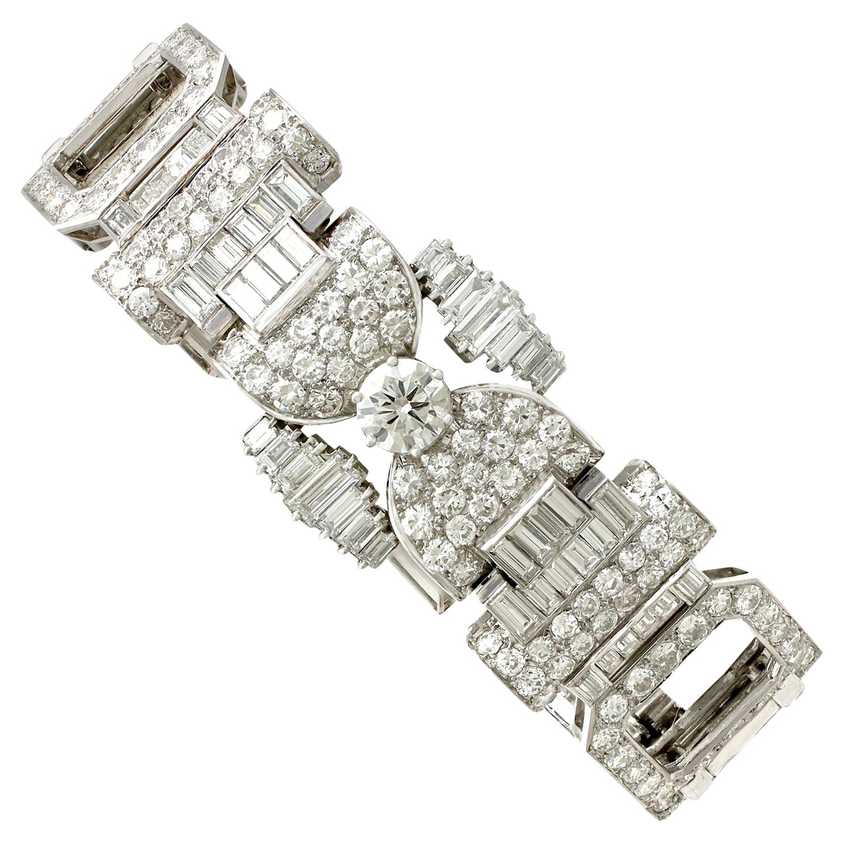 1950s Vintage French 21.38 Carat Diamond and Platinum Bracelet