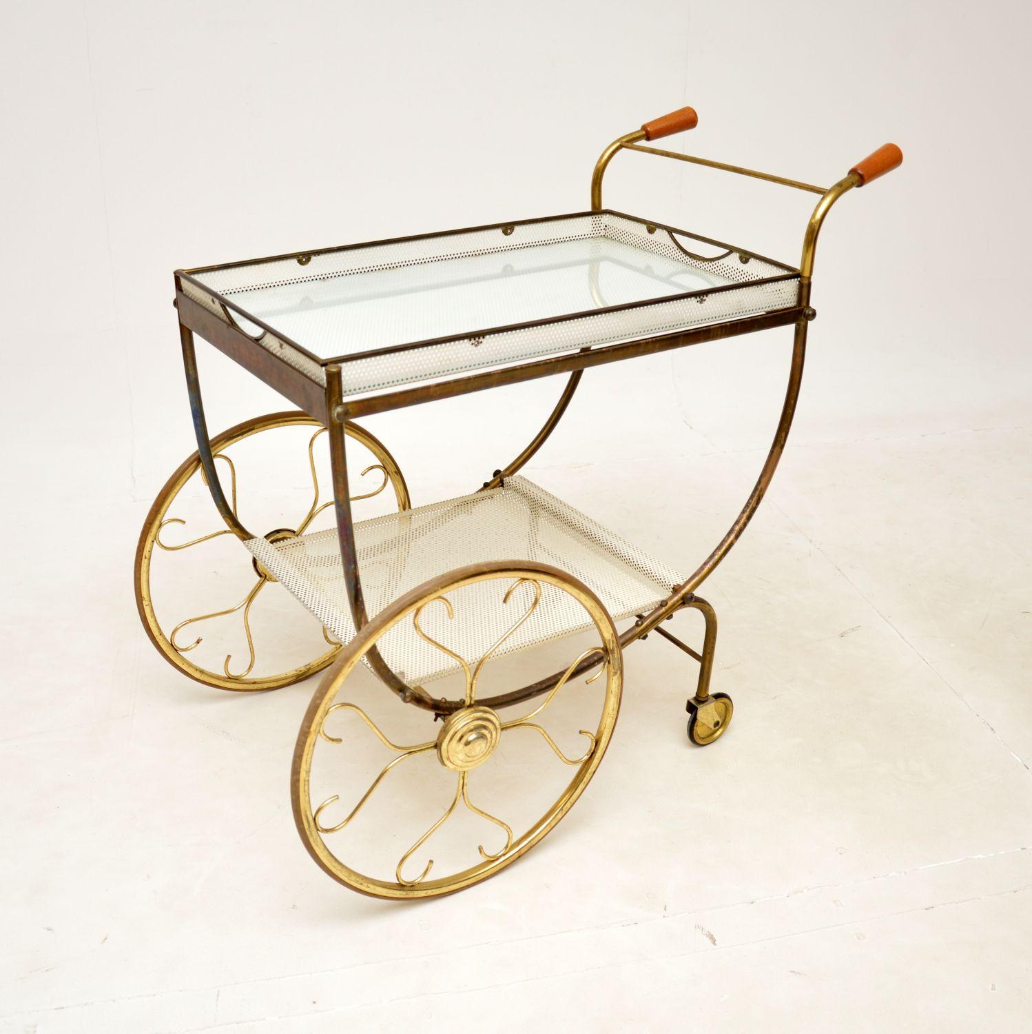 Mid-20th Century Vintage Swedish Brass Drinks Trolley by Josef Frank For Sale