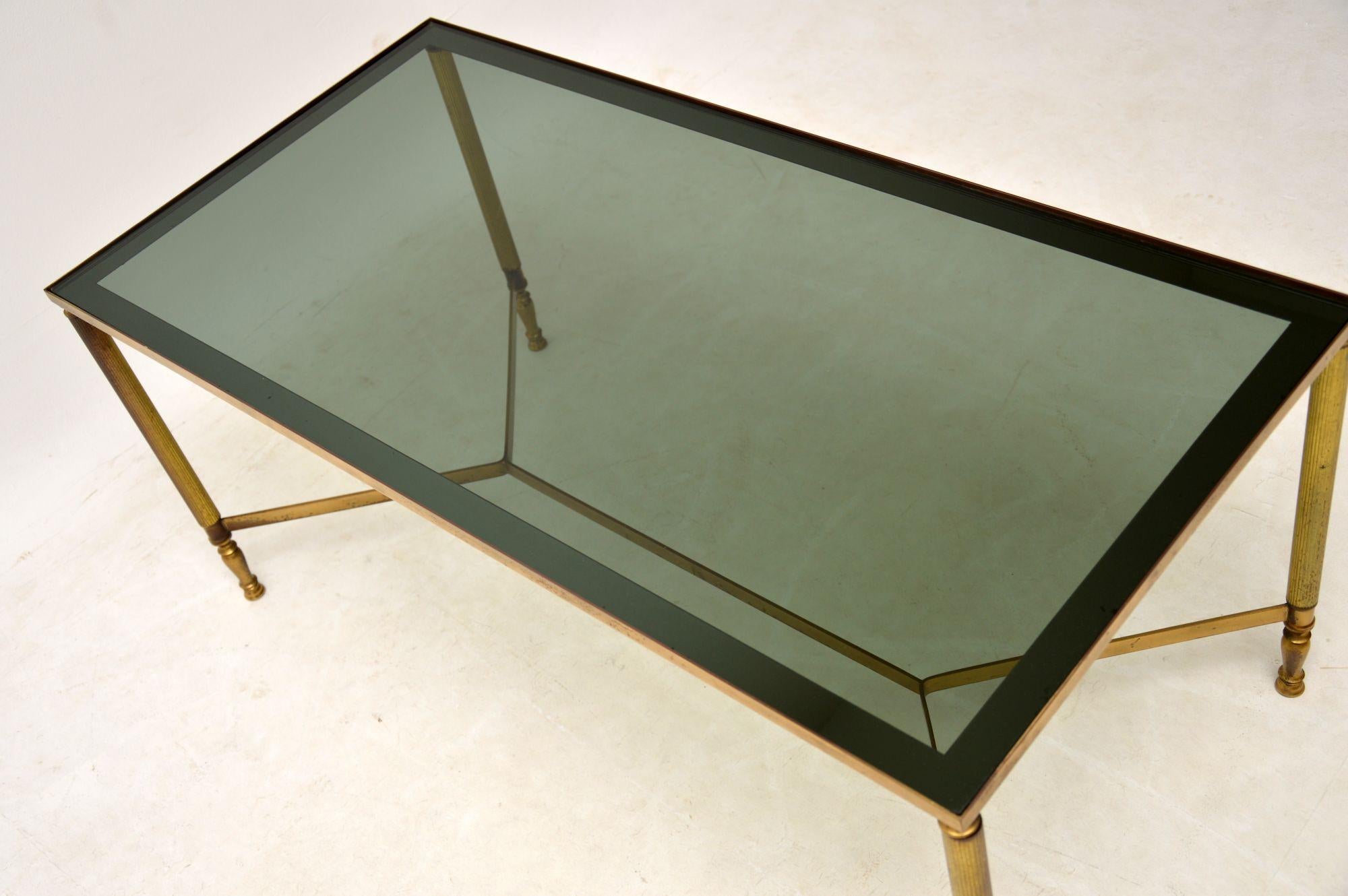 1950s Vintage French Brass & Glass Coffee Table In Good Condition In London, GB