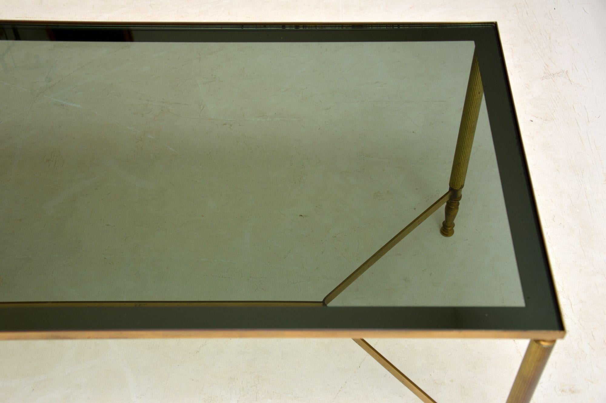 1950s Vintage French Brass & Glass Coffee Table 1