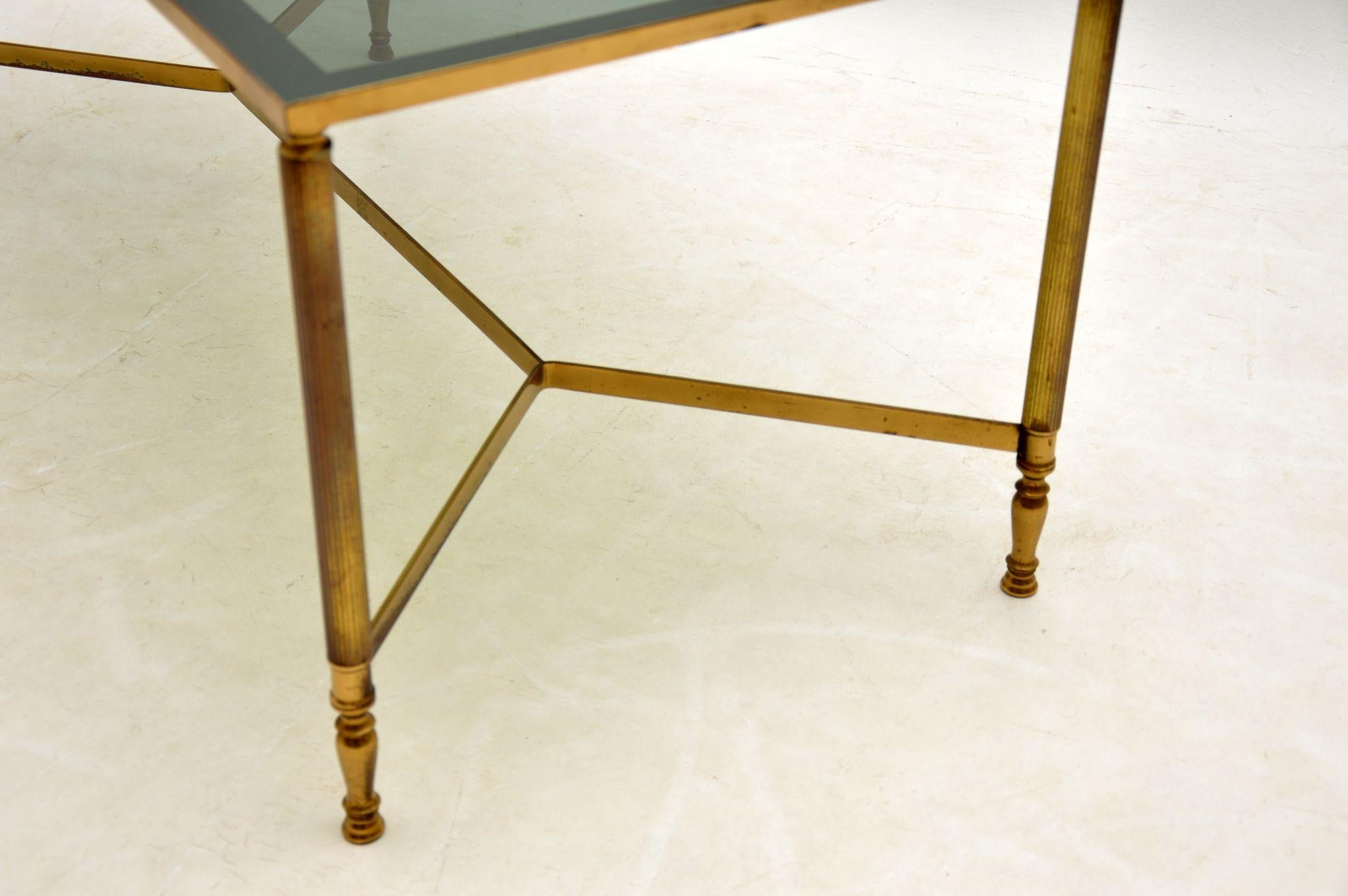 1950s Vintage French Brass & Glass Coffee Table 2