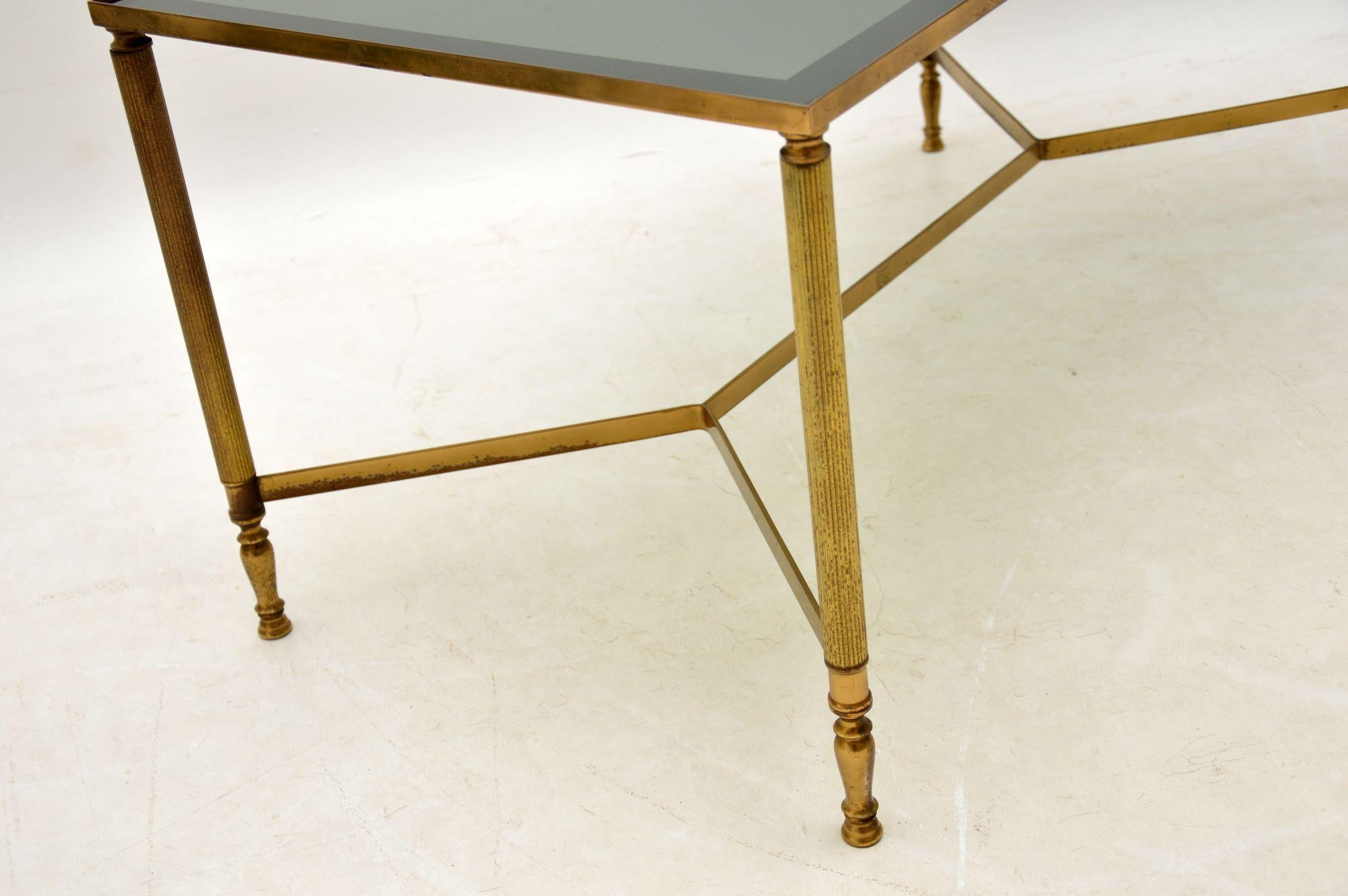 1950s Vintage French Brass & Glass Coffee Table 3