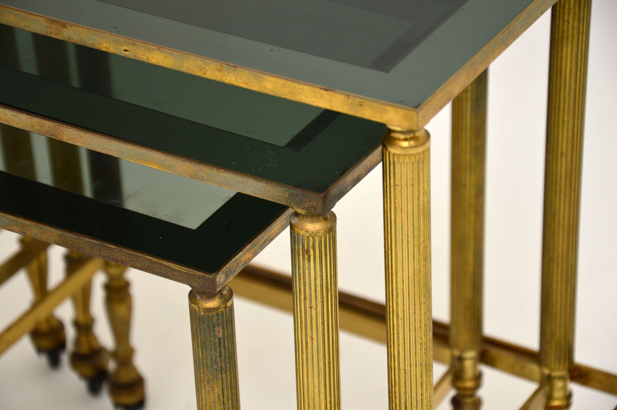 Mid-20th Century 1950s Vintage French Brass Nest of Tables