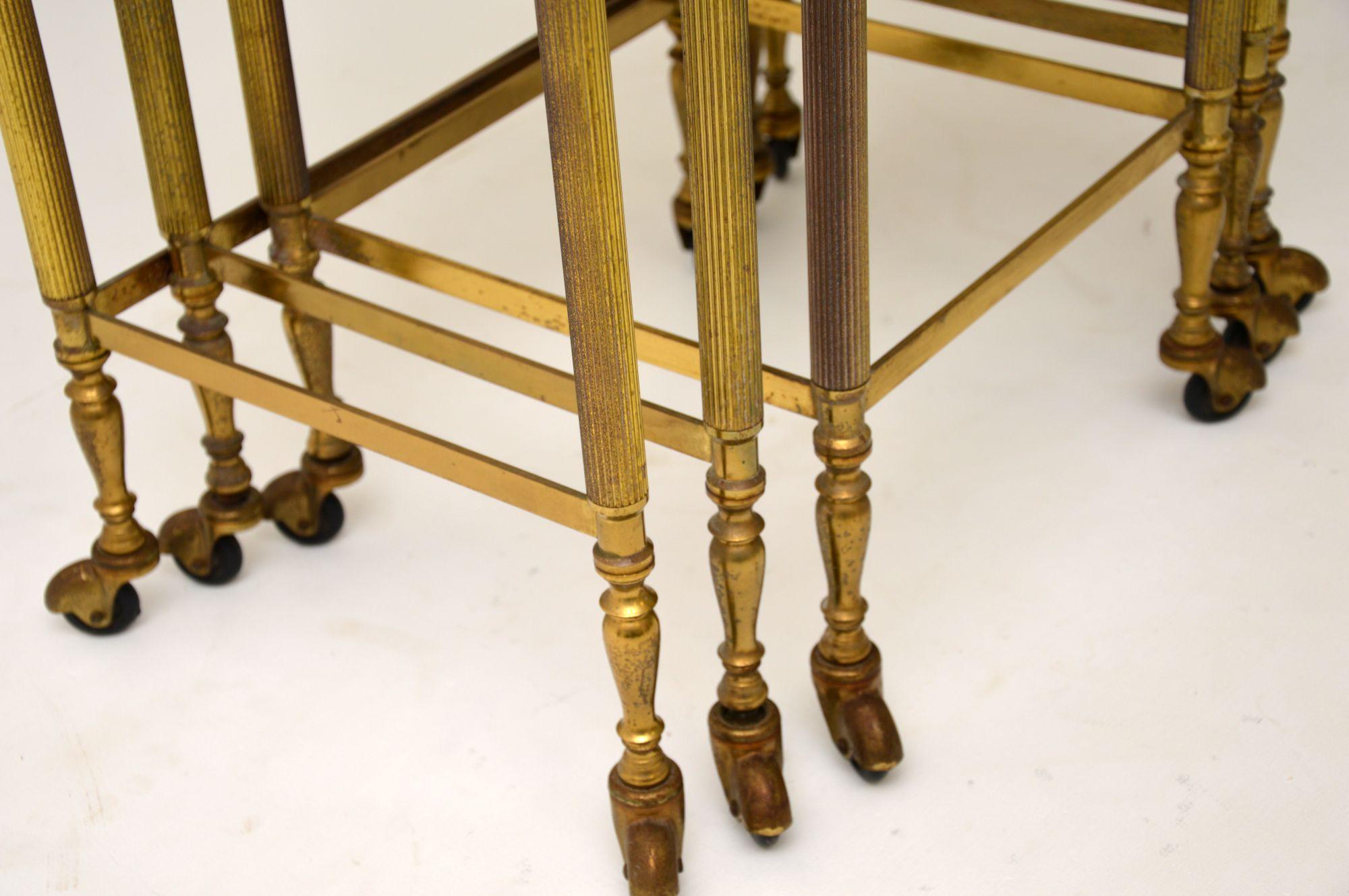 1950s Vintage French Brass Nest of Tables 1