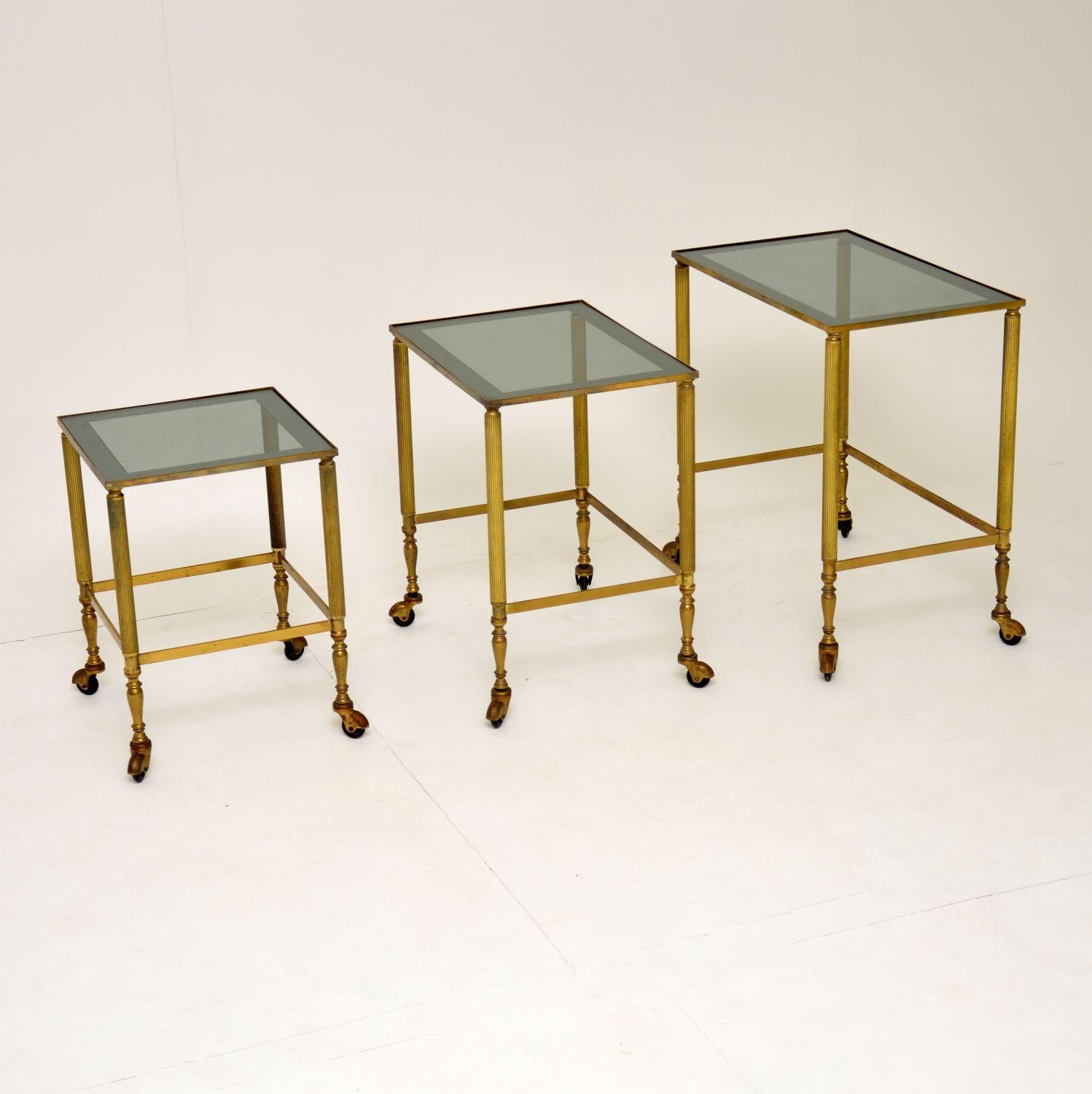 1950s Vintage French Brass Nest of Tables 3