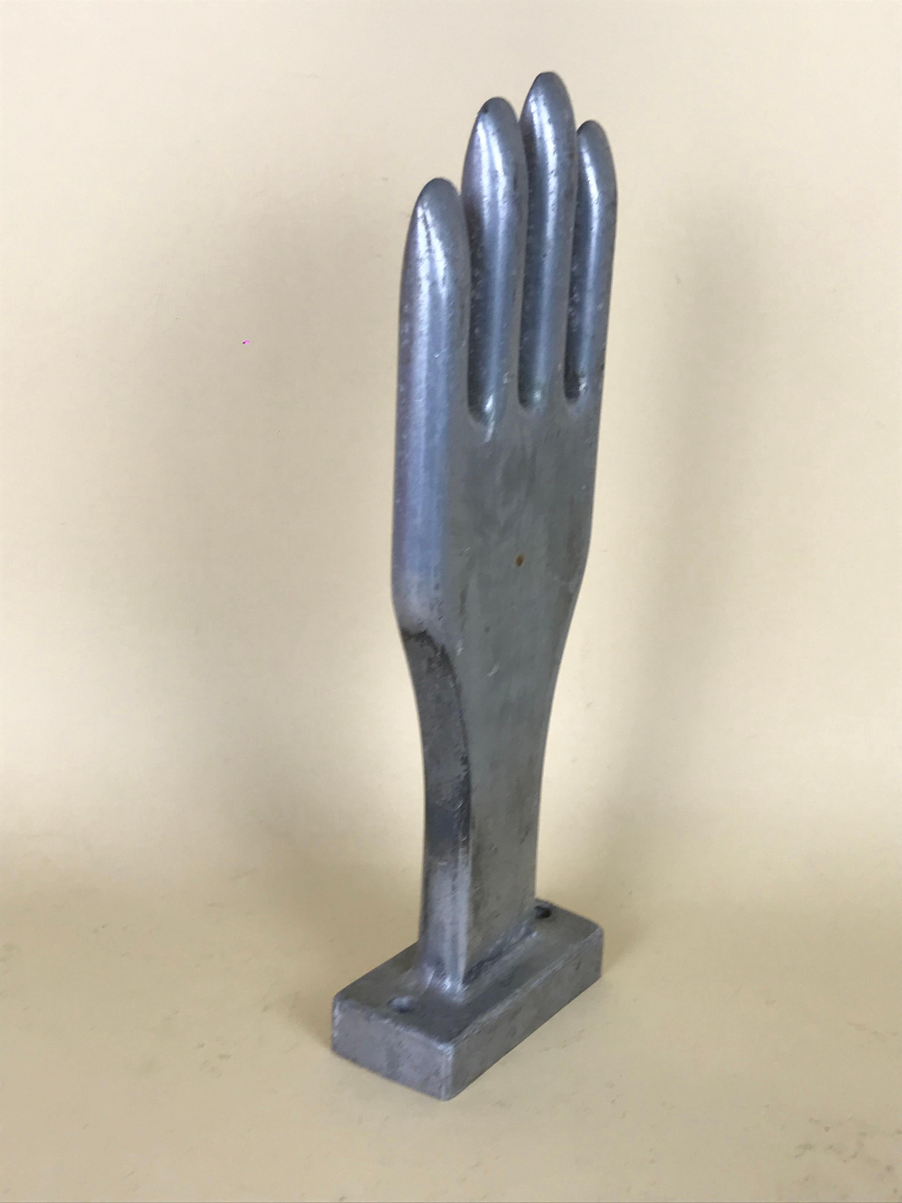 1950s Vintage French Freestanding Aluminium Industrial Leather Glove Mold 3