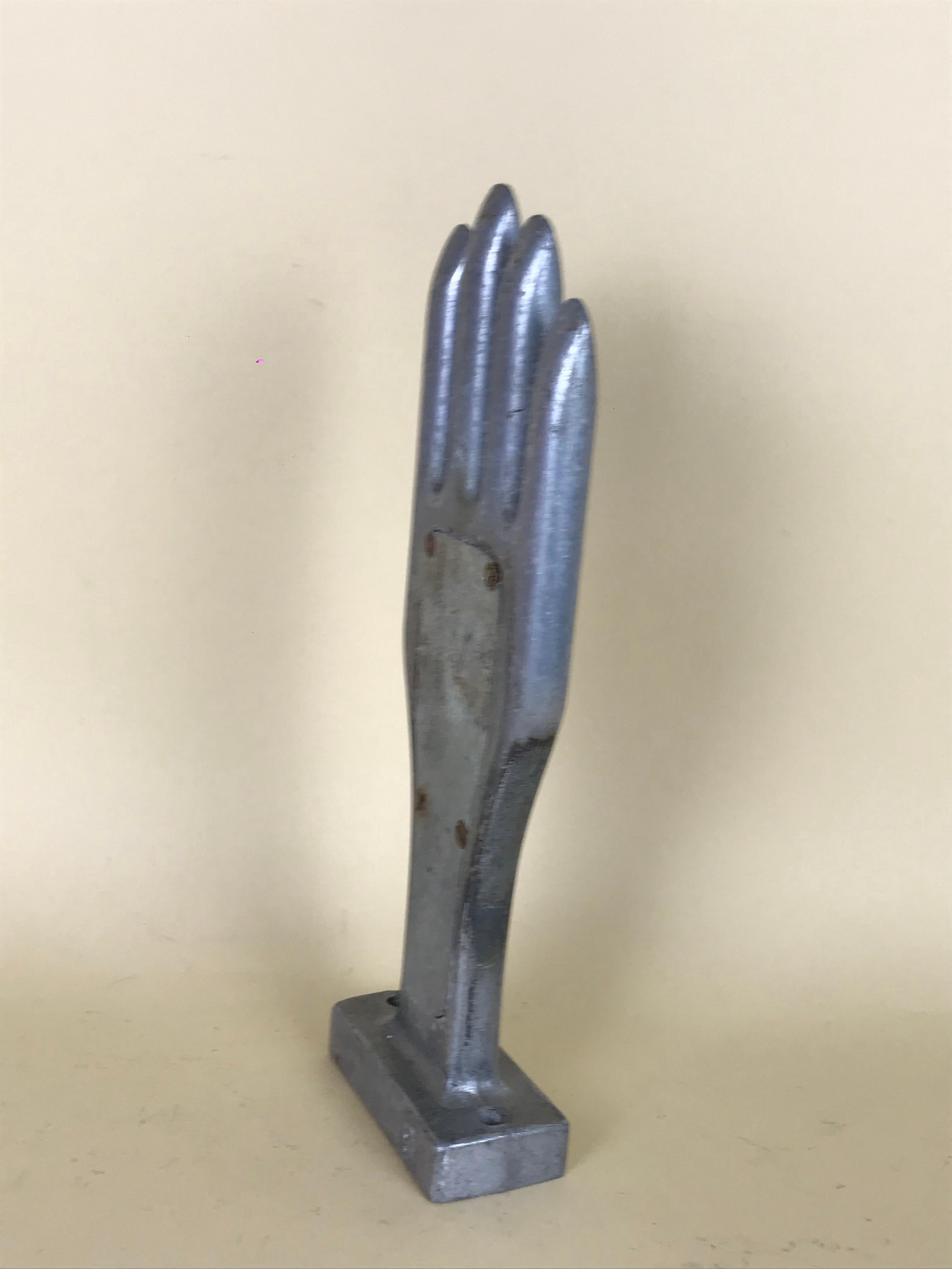 1950s Vintage French Freestanding Aluminium Industrial Leather Glove Mold 5