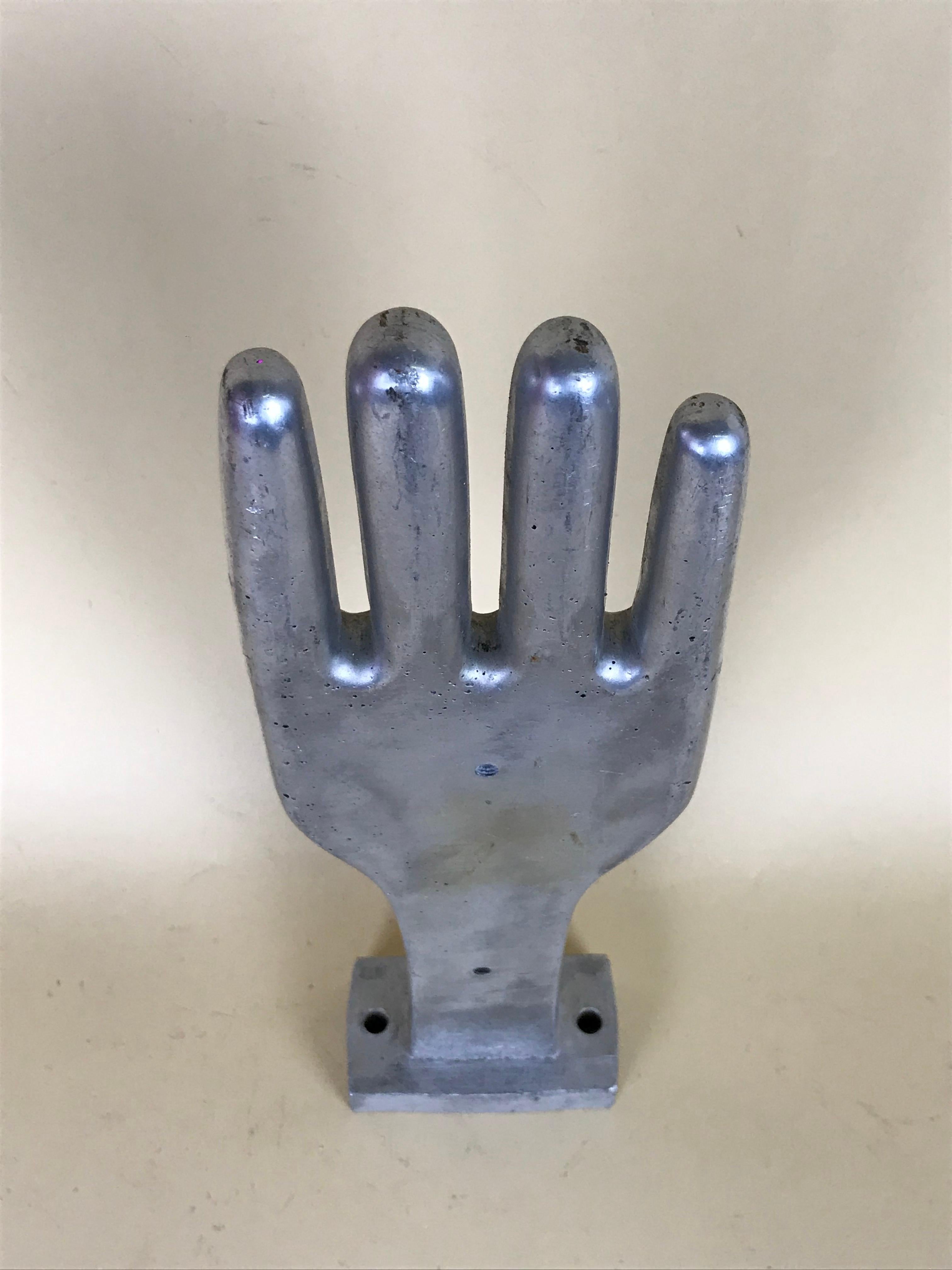 Mid-Century Modern 1950s Vintage French Freestanding Aluminum Industrial Leather Glove Mold For Sale