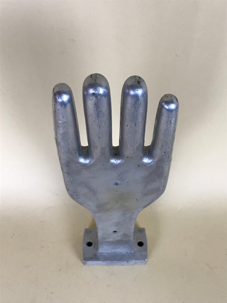 1950s Vintage French Freestanding Aluminum Industrial Leather Glove