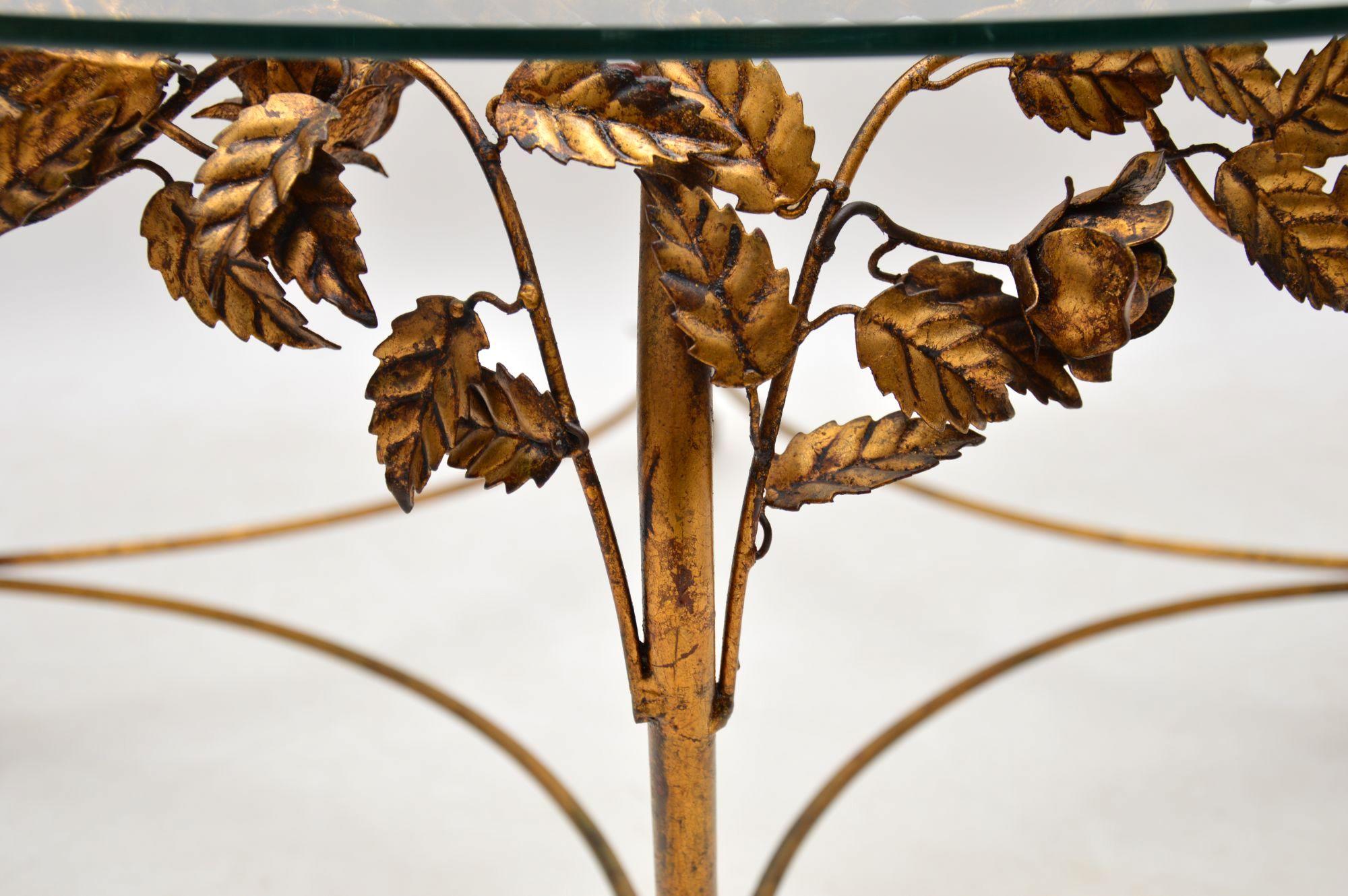 1950s Vintage French Gilt Metal Coffee Table 5