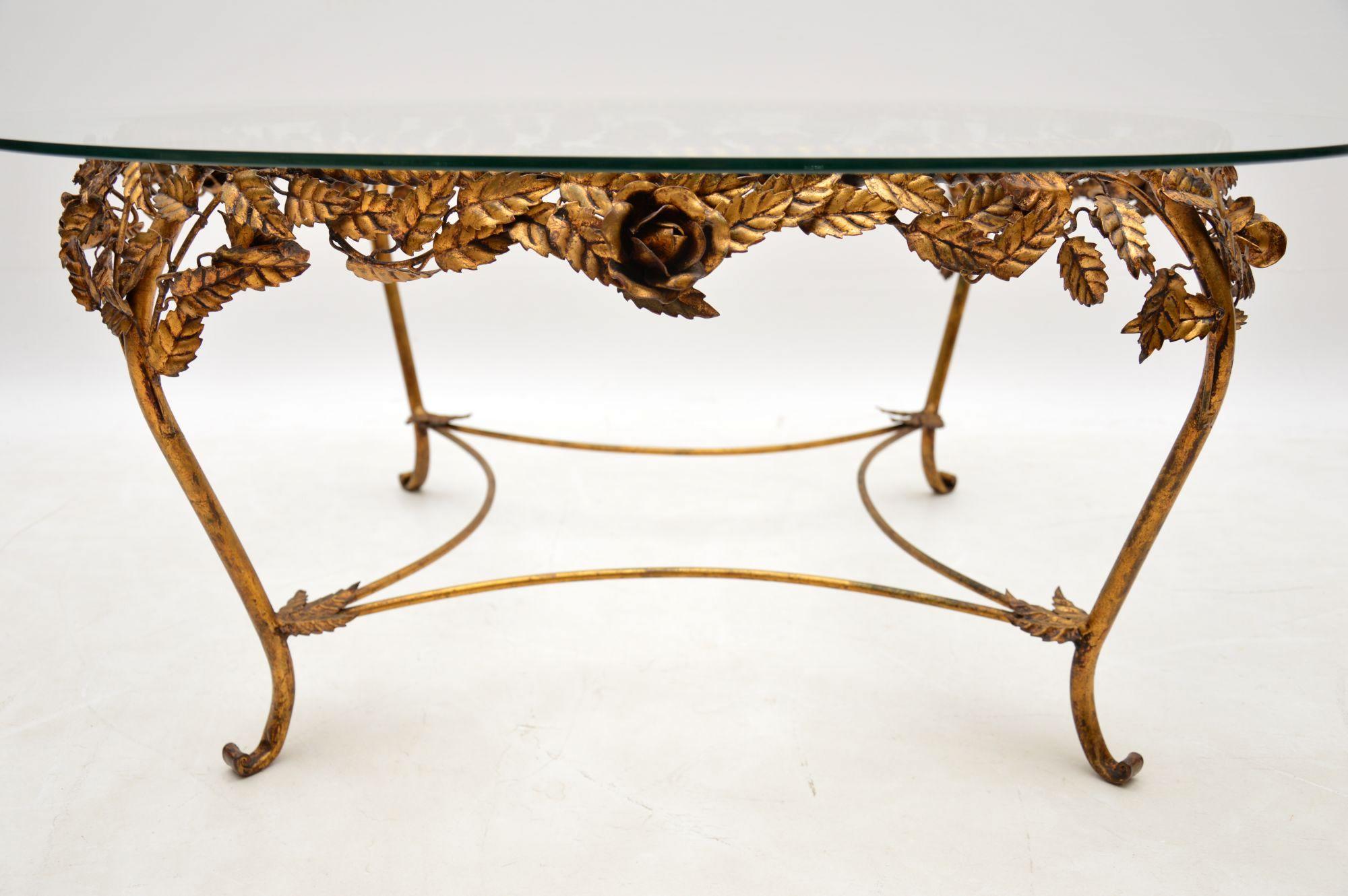Mid-20th Century 1950s Vintage French Gilt Metal Coffee Table