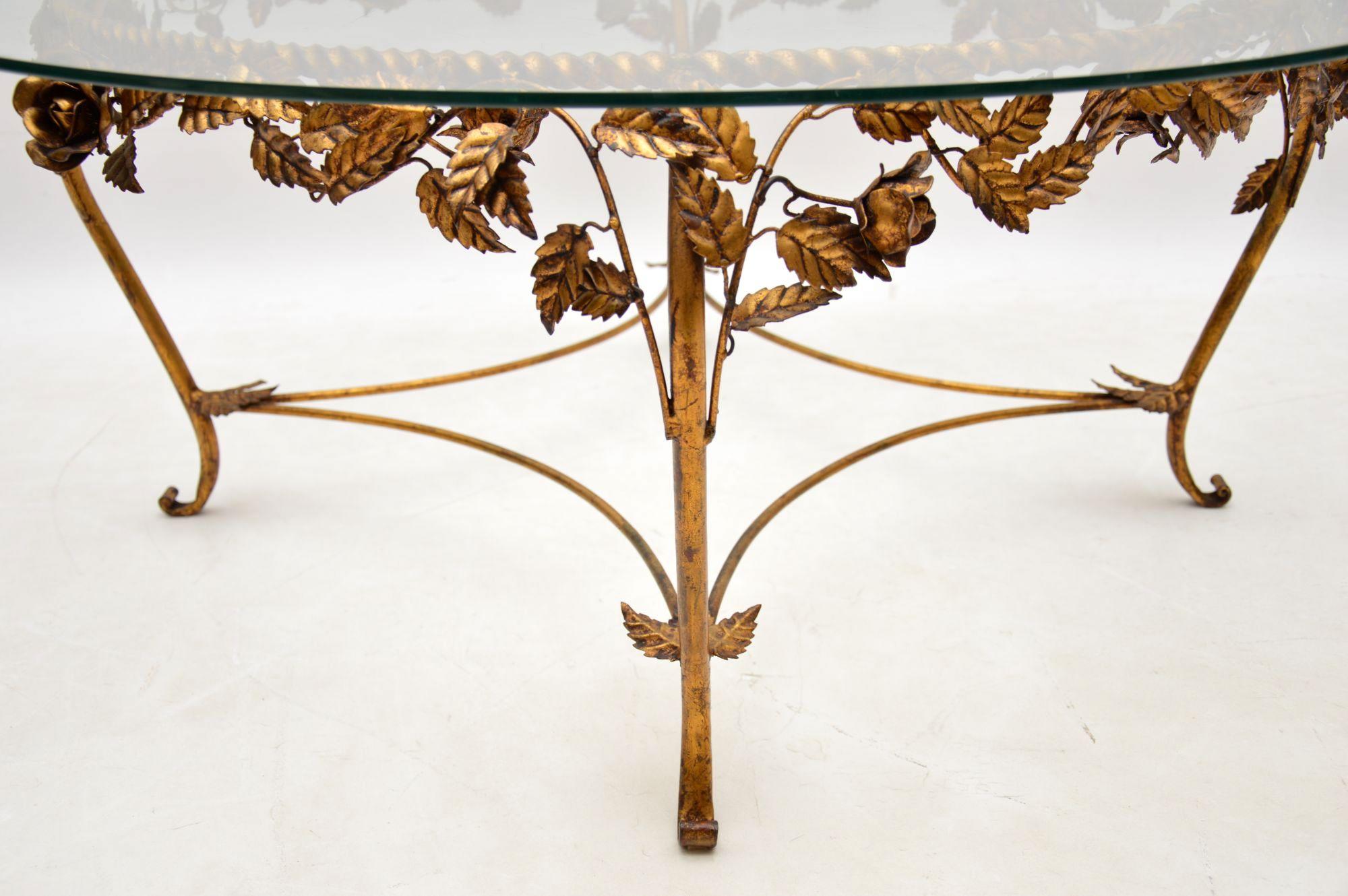 1950s Vintage French Gilt Metal Coffee Table 3