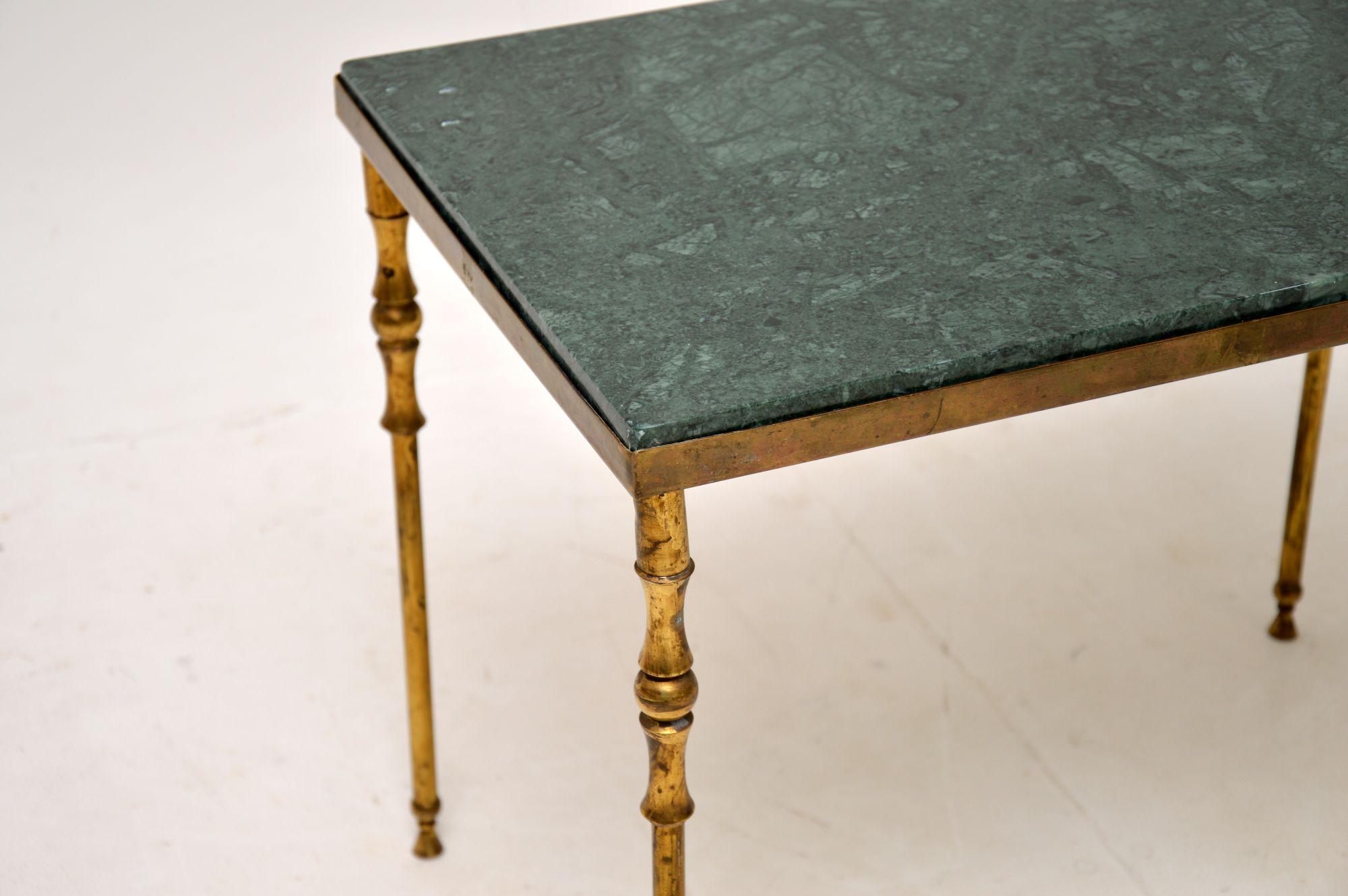 Mid-20th Century Vintage French Marble and Brass Side Table
