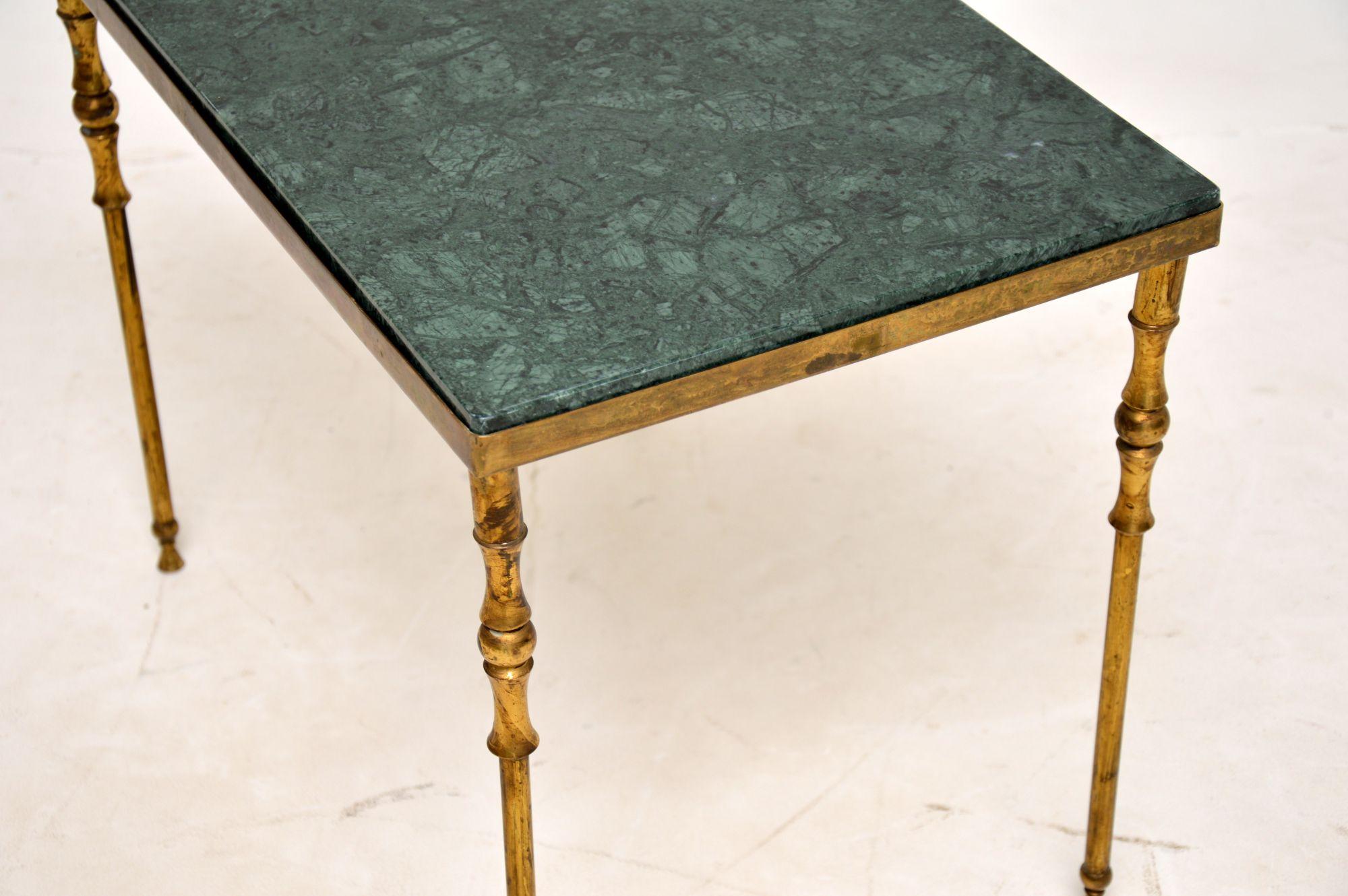 Vintage French Marble and Brass Side Table 1